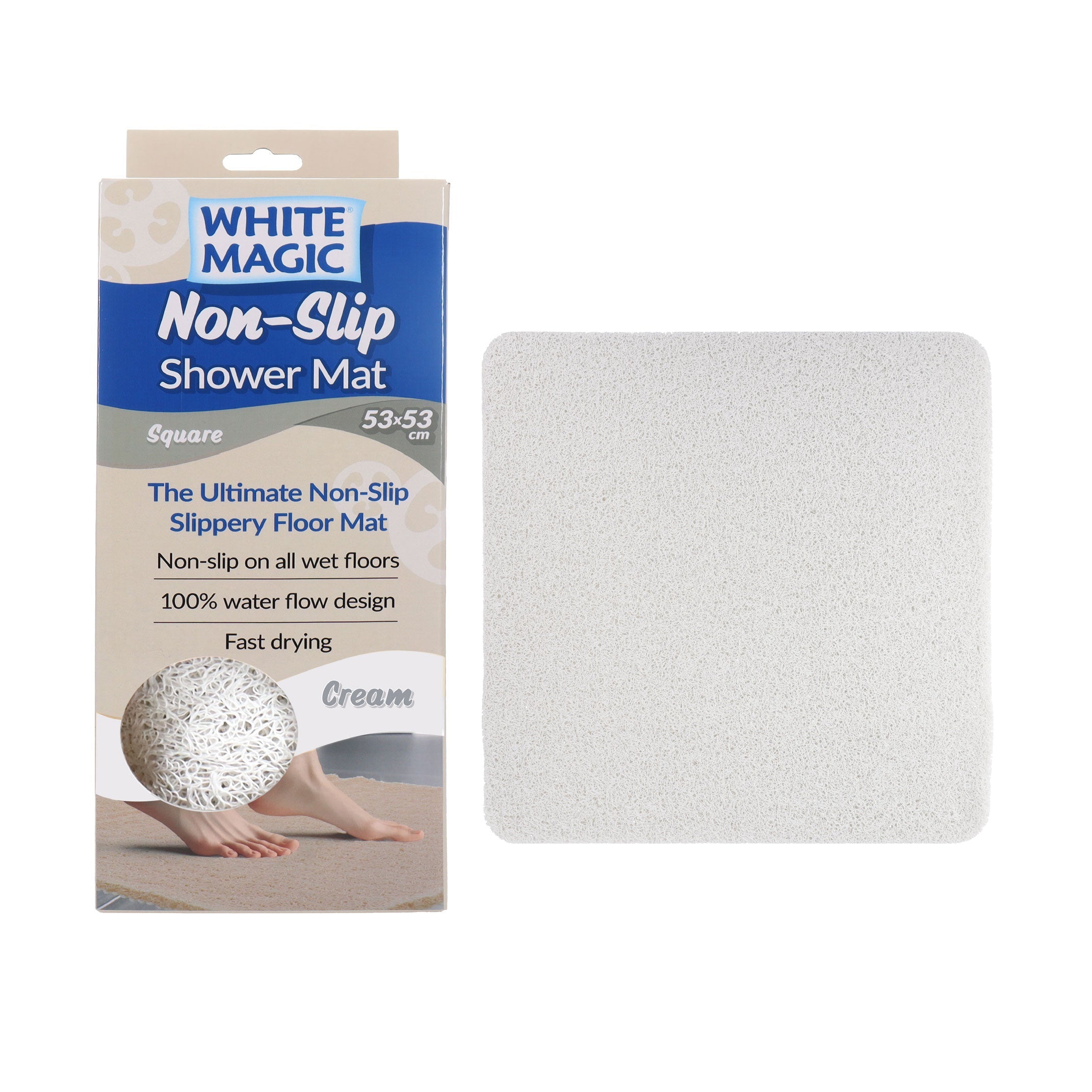 White Magic Non-Slip Shower Mat Square