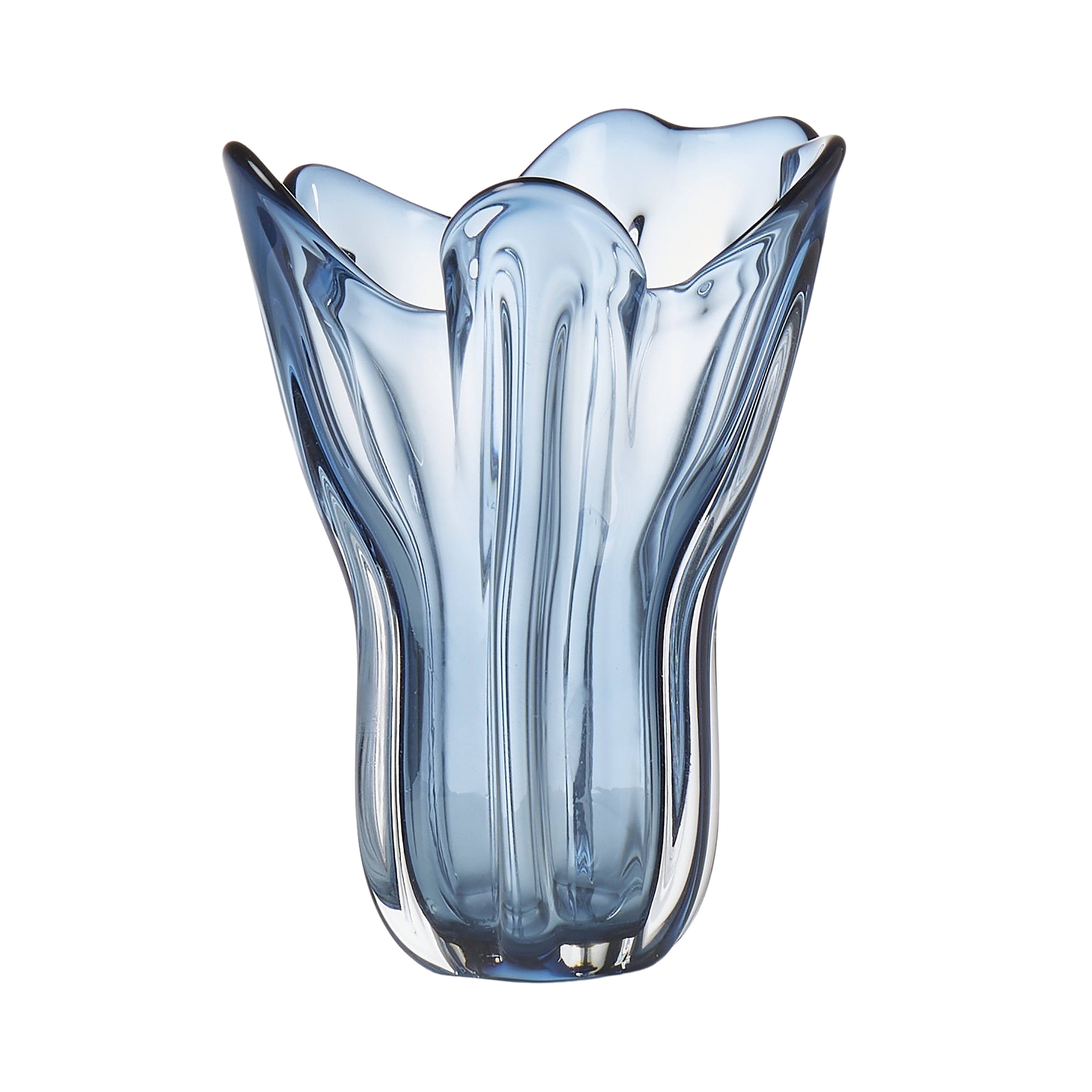 Amalfi Wavy Glass Vase Blue