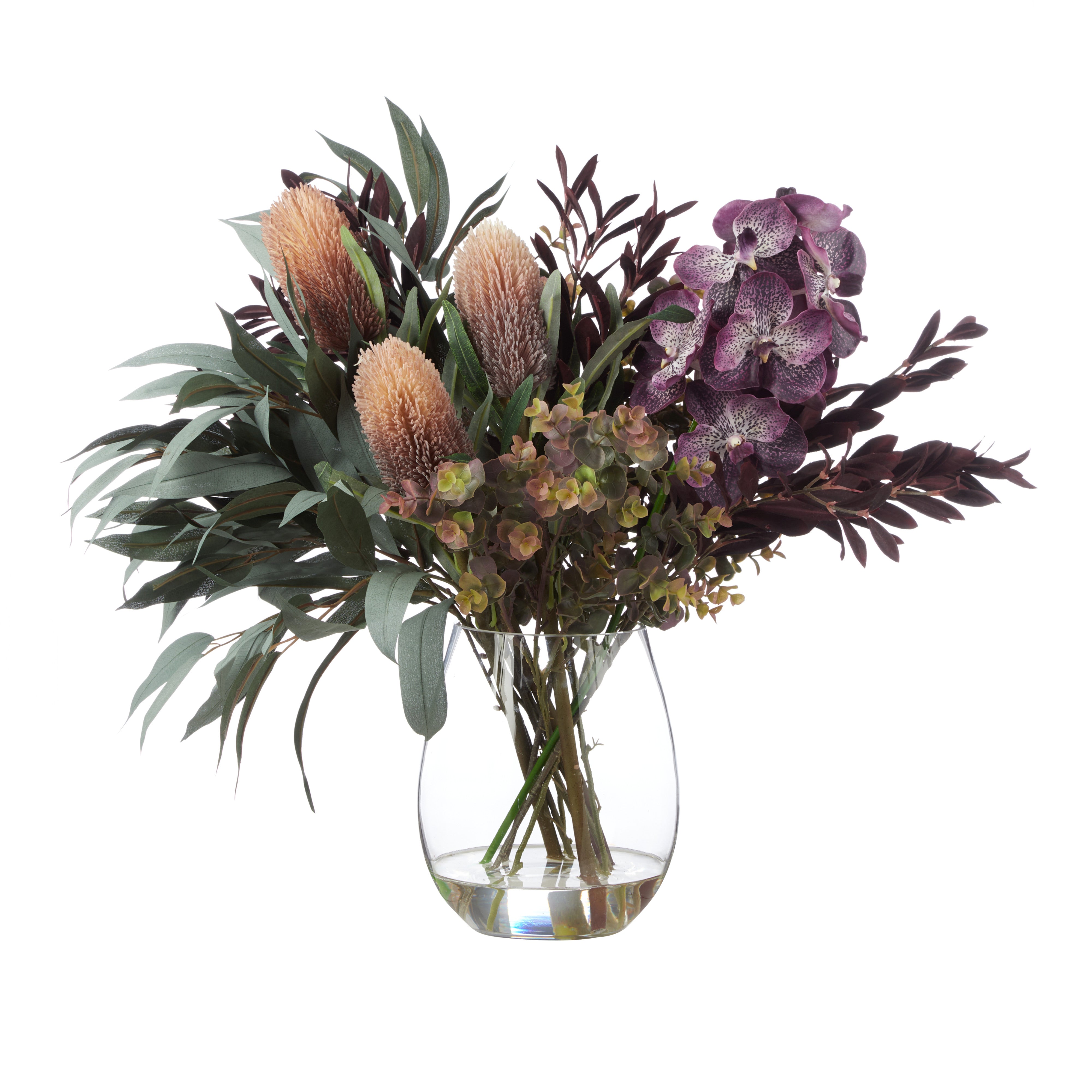Rogue Vanda Orchid Eucalyptus Mix - Claire Vase Burgundy