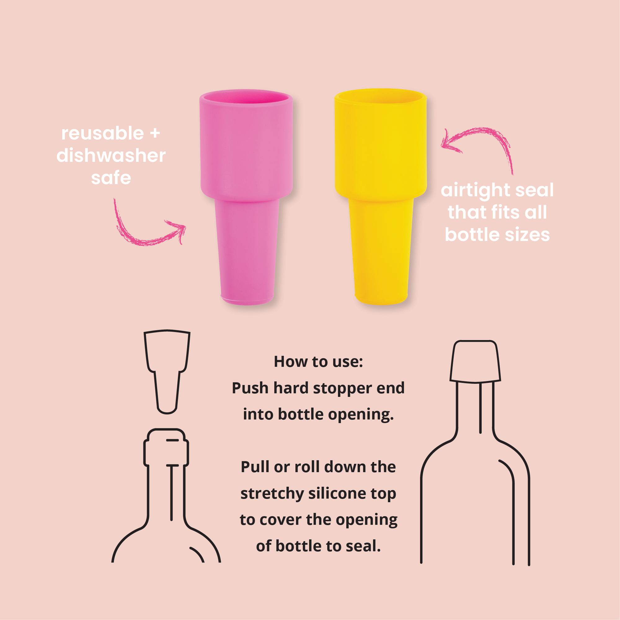 Annabel Trends Silicork Wine Stoppers Black & White