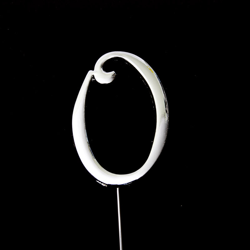 Cake & Candle Cake Topper Number 0 Silver 7cm
