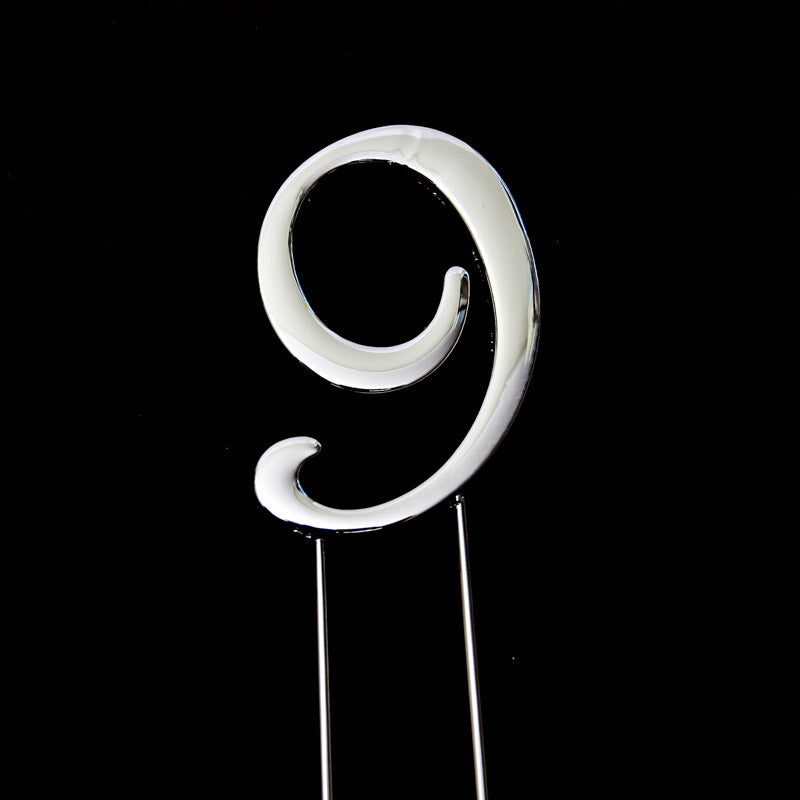 Cake & Candle Cake Topper Number 9 Silver 7cm