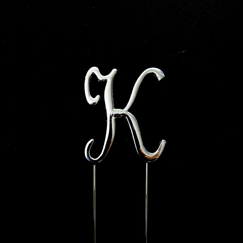 Sugar Crafty Cake Topper Letter K Silver 7cm