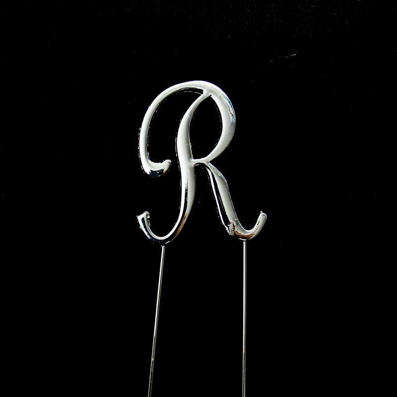 Sugar Crafty Cake Topper Letter R Silver 7cm
