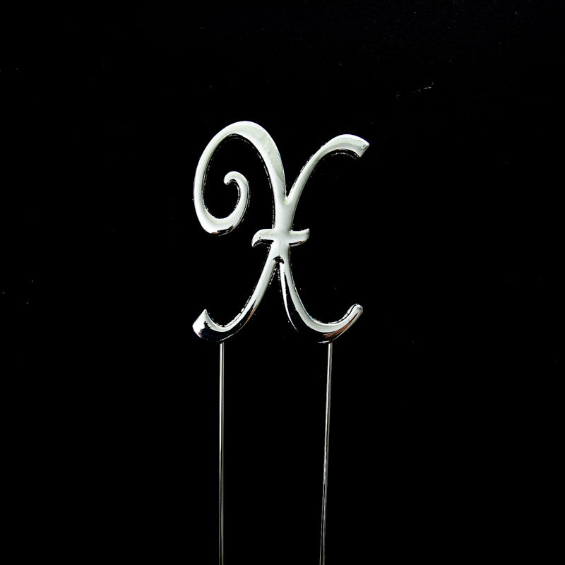 Sugar Crafty Cake Topper Letter X Silver 7cm