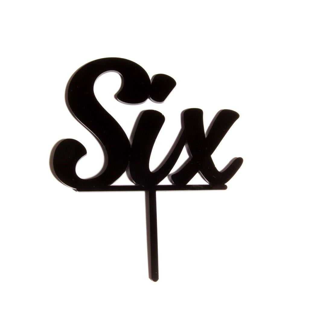 Sugar Crafty Number 6 Cake Topper Black