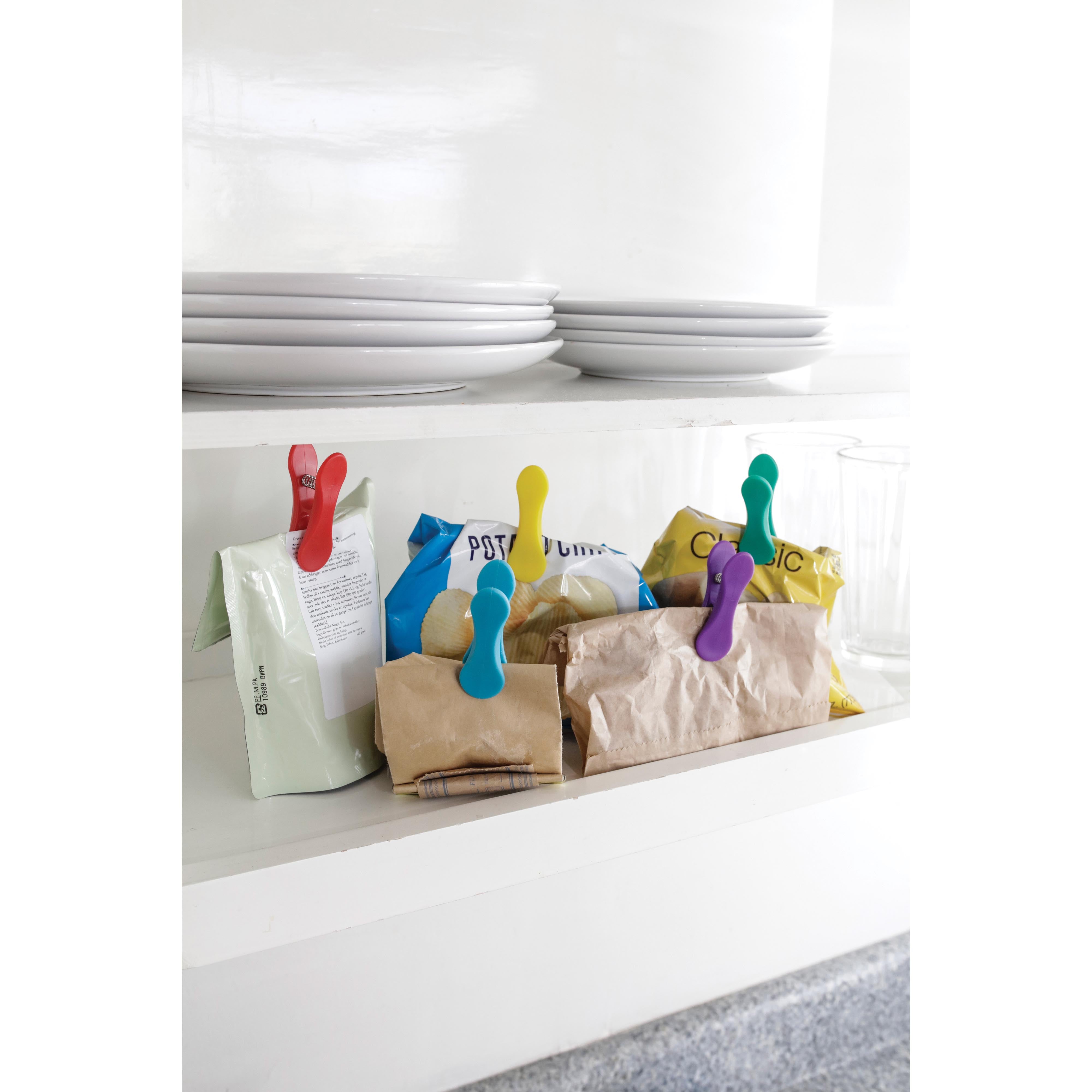 Kikkerland Rainbow Bag Clips 8 Piece Set Multi-Coloured