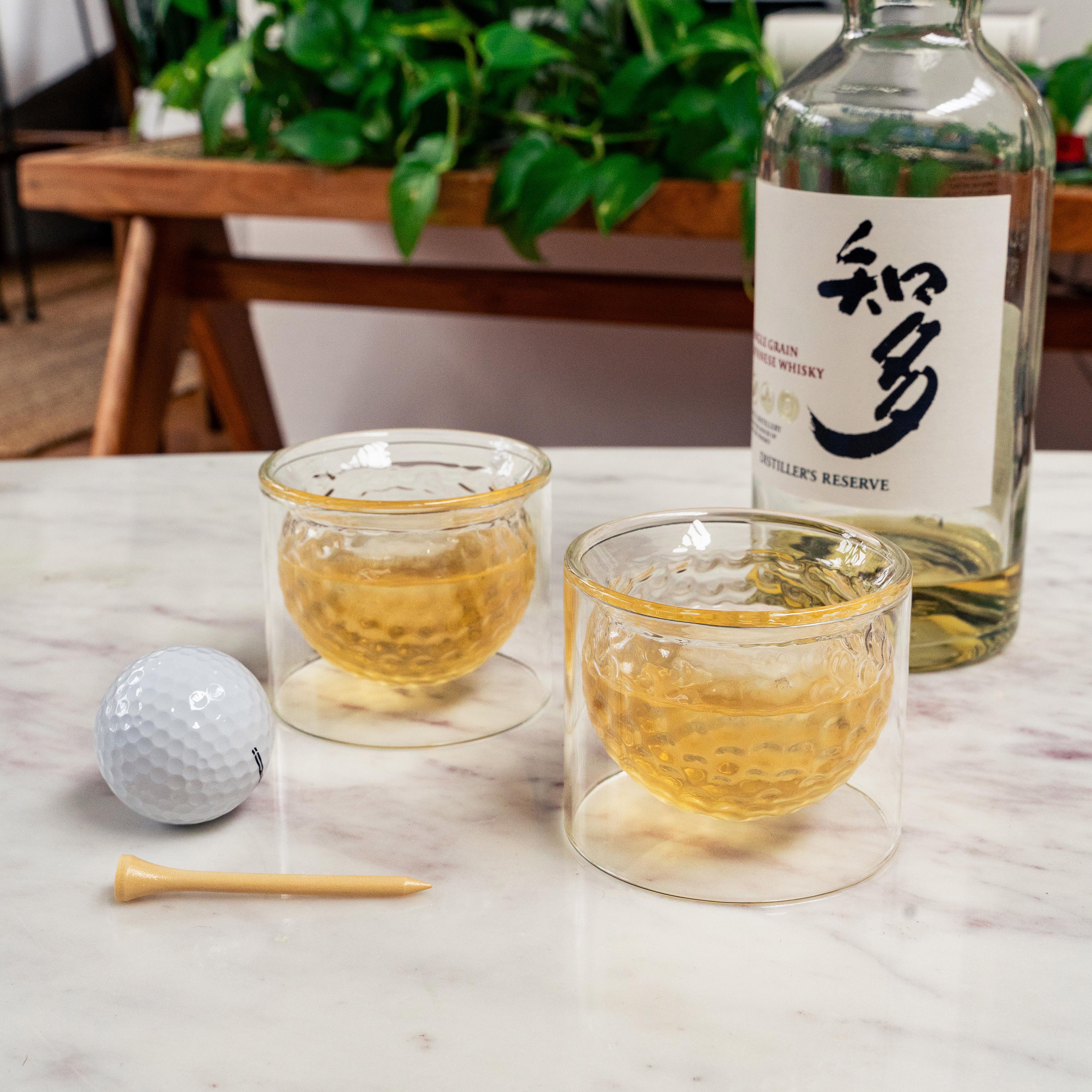 Kikkerland Golf Ball Glasses 2 Piece Set Clear
