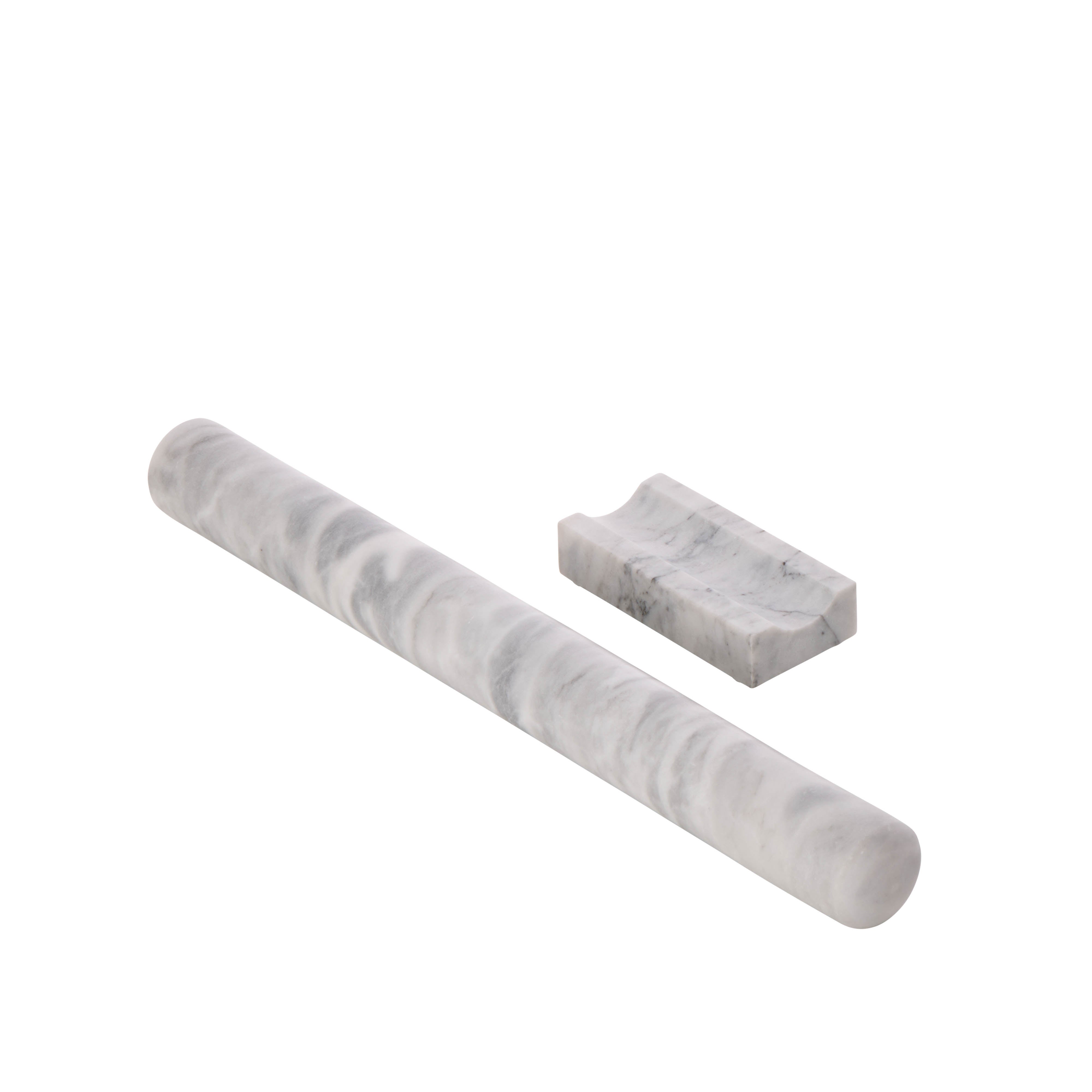 Davis & Waddell Nuvolo Marble Pastry Rolling Pin & Base White & Grey