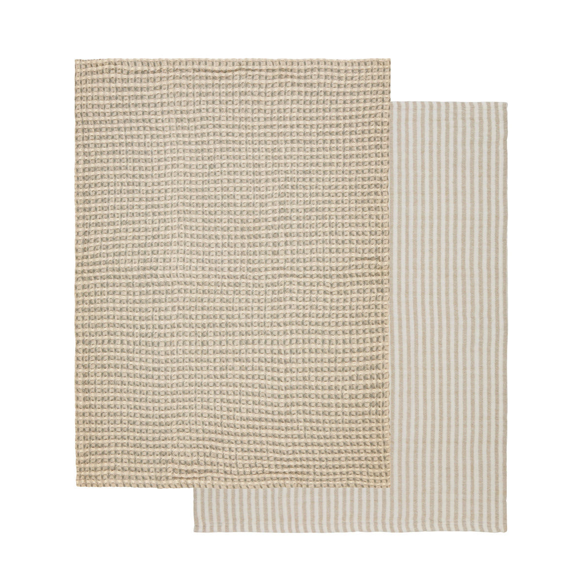 Davis & Waddell Heritage Stripe Cotton Tea Towel 2 Piece Set Beige & White