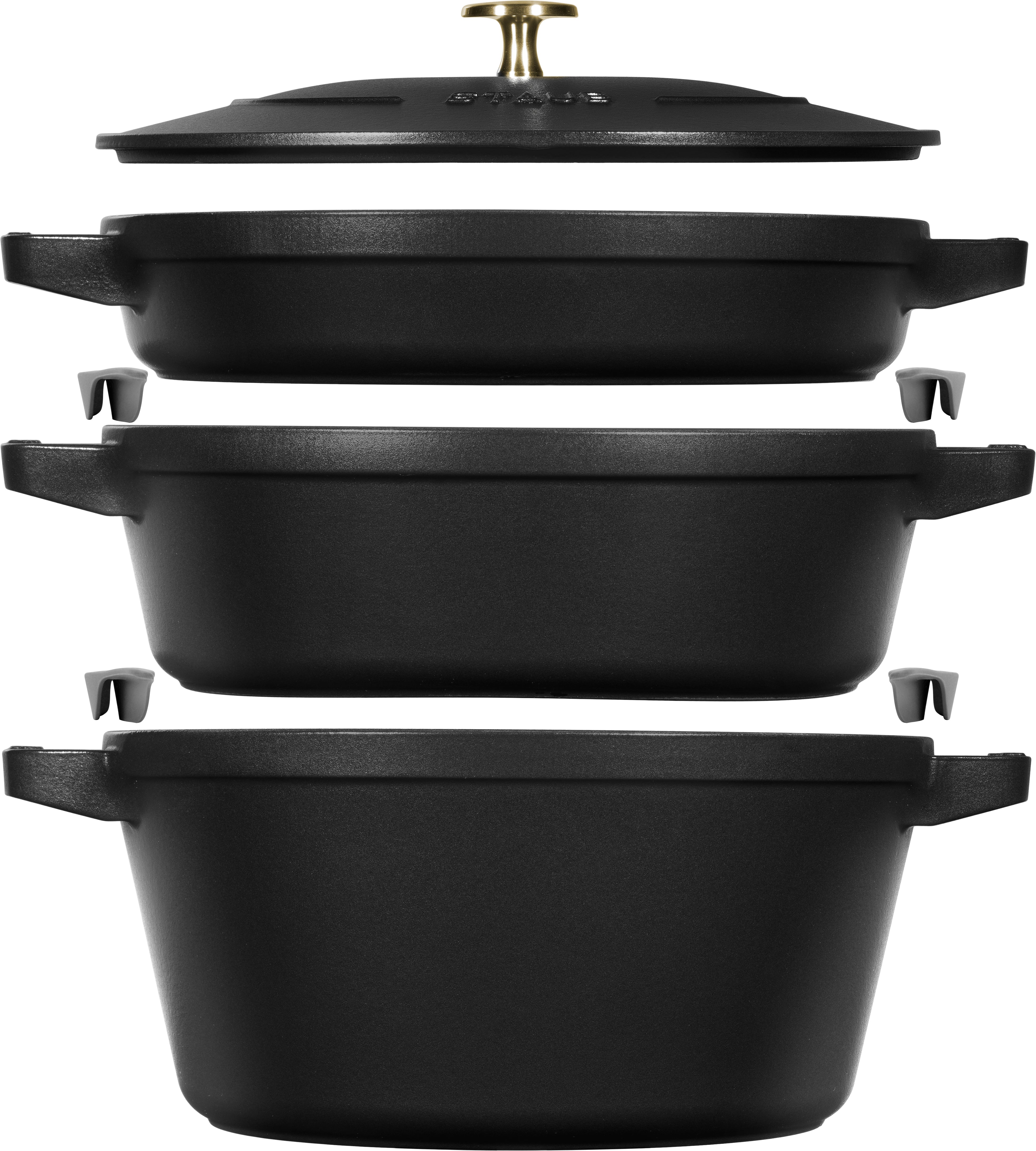 Staub 4pc Stackable Cocotte Set 24cm - Black
