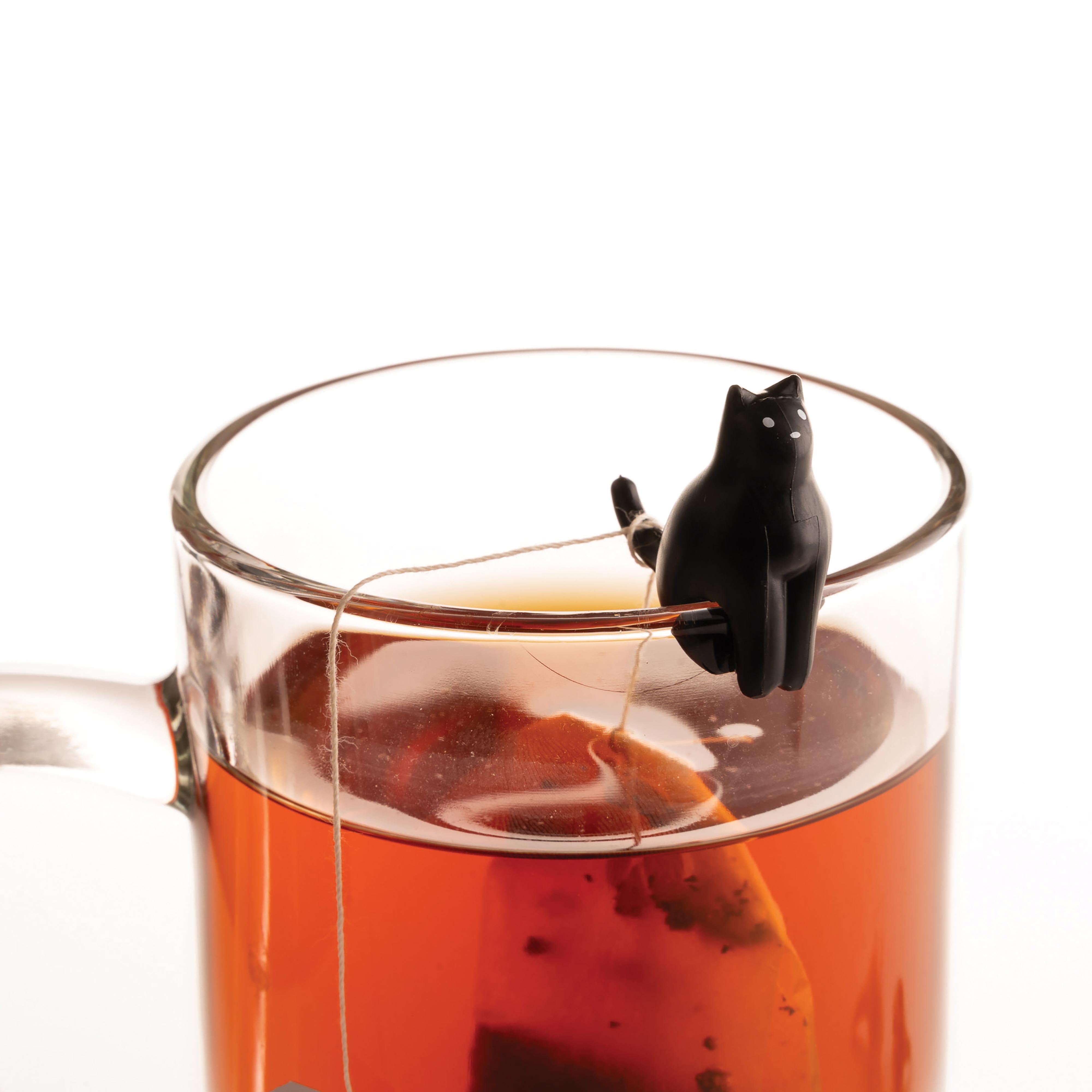 Kikkerland Cat Tea Bag Holders 4 Piece Set Multi-Coloured