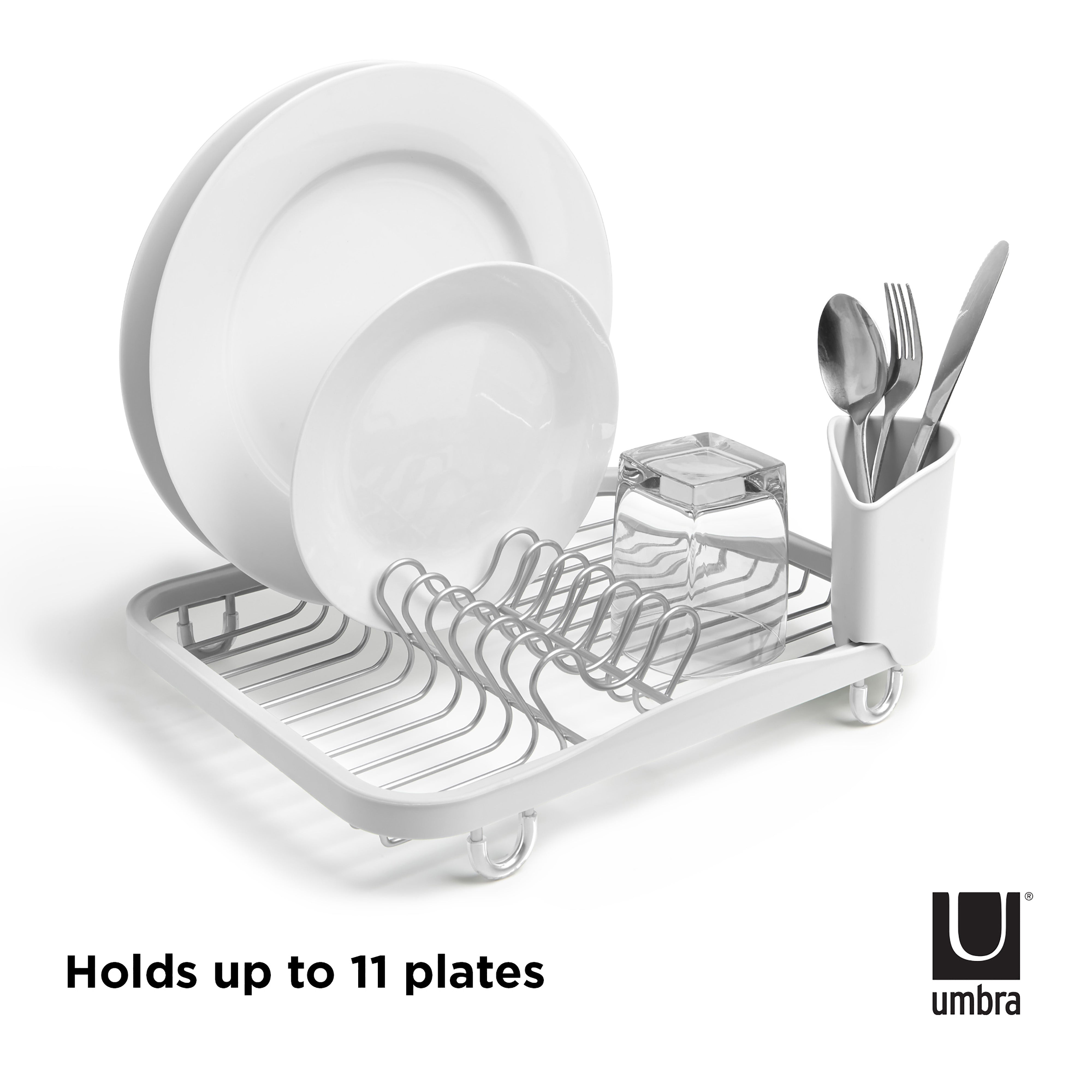 Umbra Sinkin Dish Rack White & Nickel