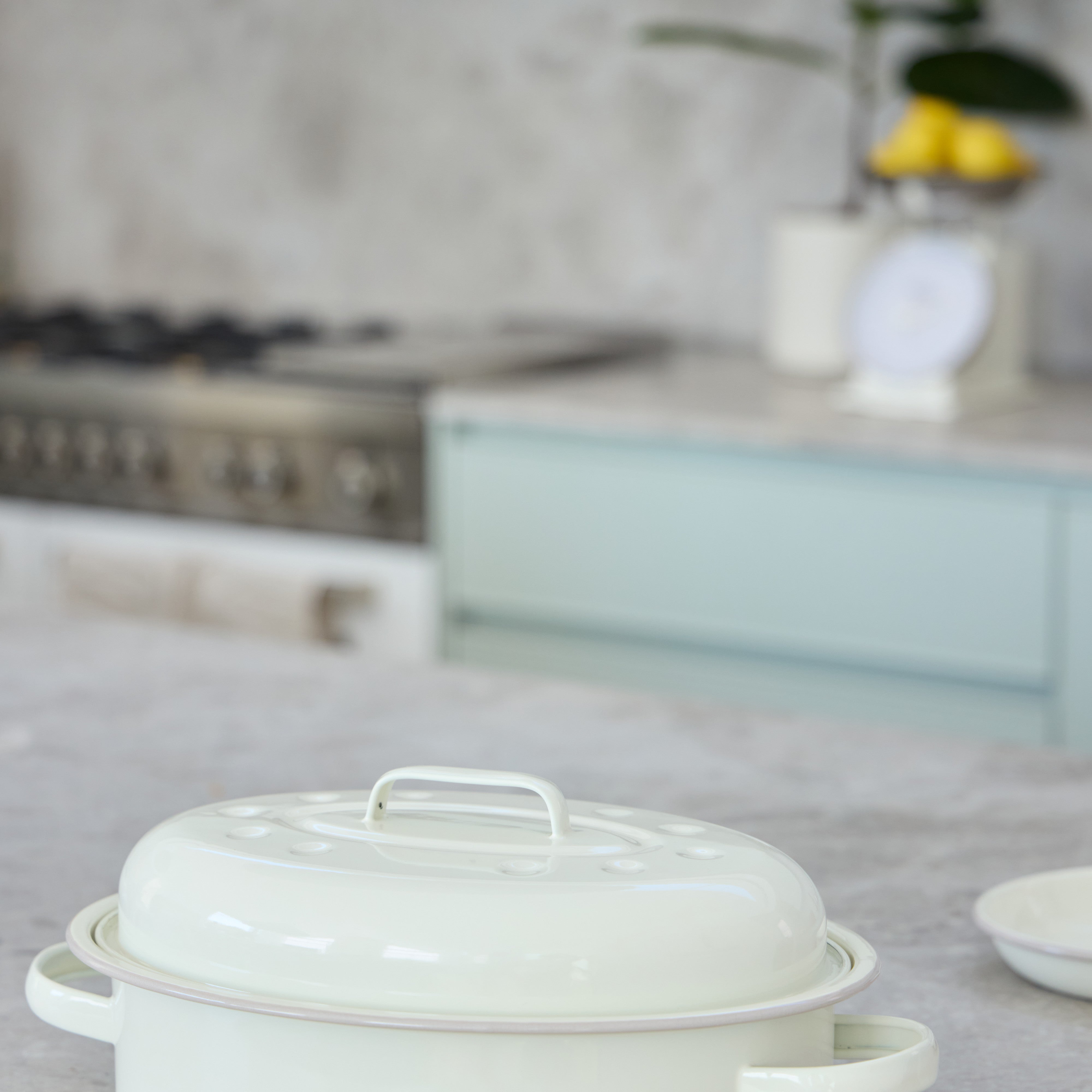 Davis & Waddell Daylesford Enamel Oval Roaster Cream