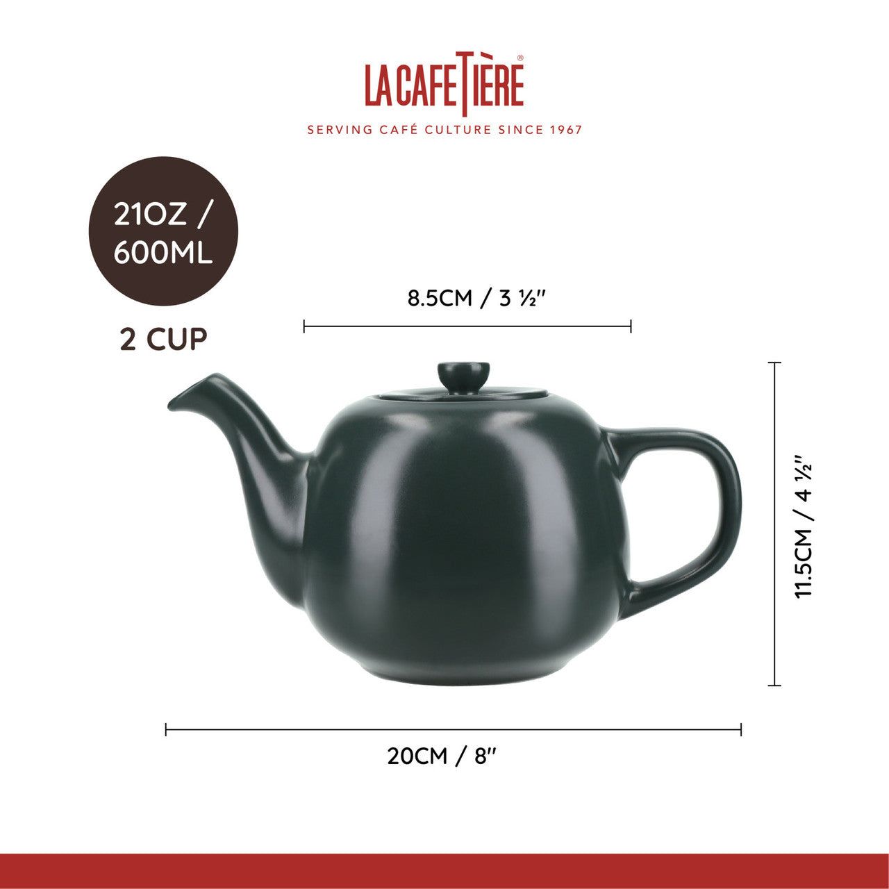 La Cafetière Ceramic Teapot 600ml (Green)