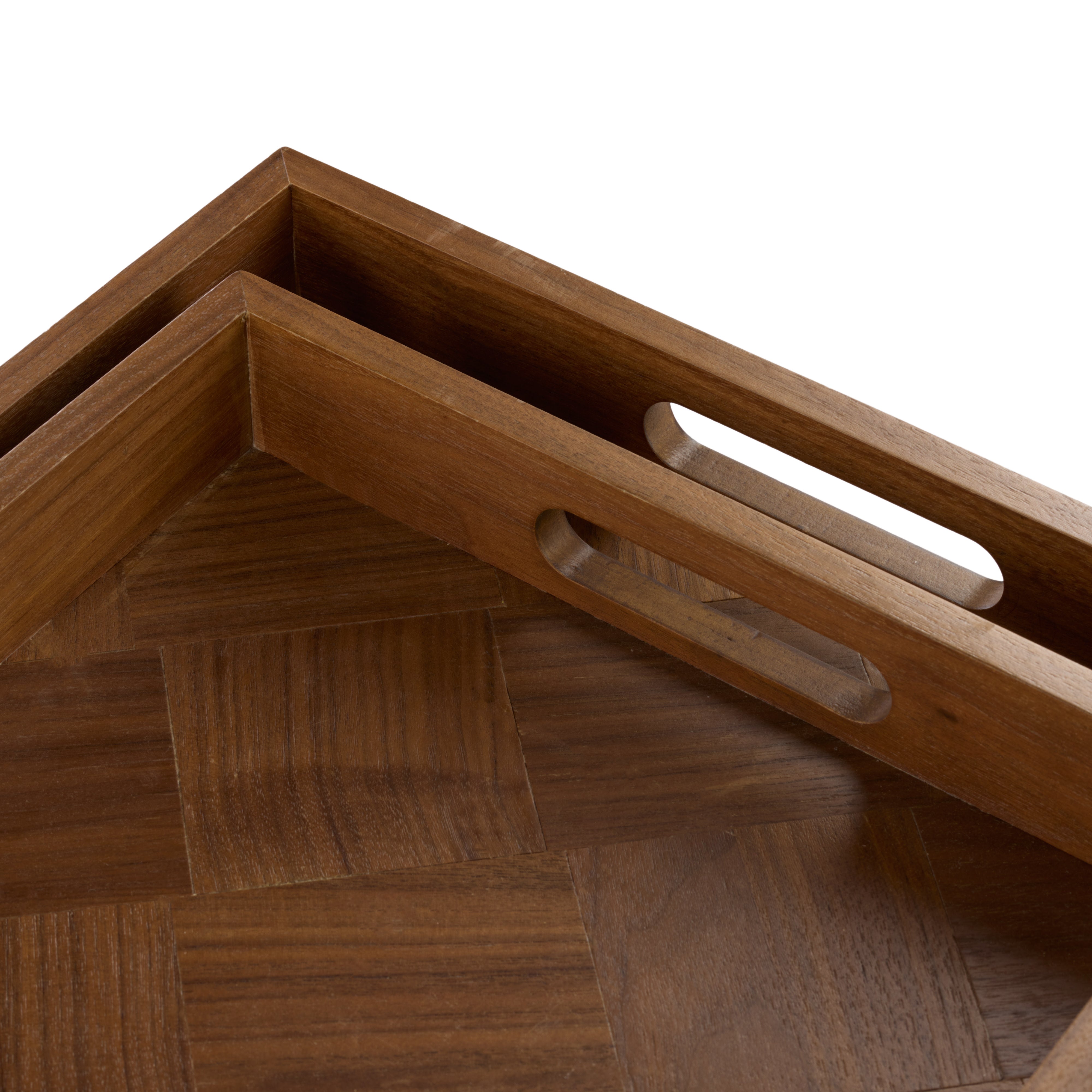 Academy Aldus Ash Wood Veneer Tray 2 Piece Set Natural