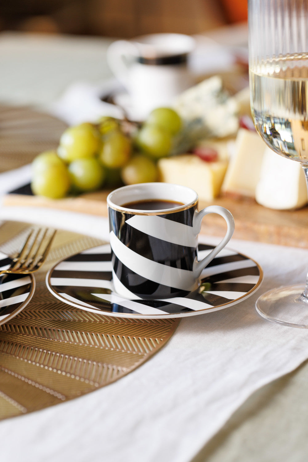 Mikasa Luxe Deco Fine China Espresso Cup & Saucer Set 2 Piece 110ml (Geo Pattern)