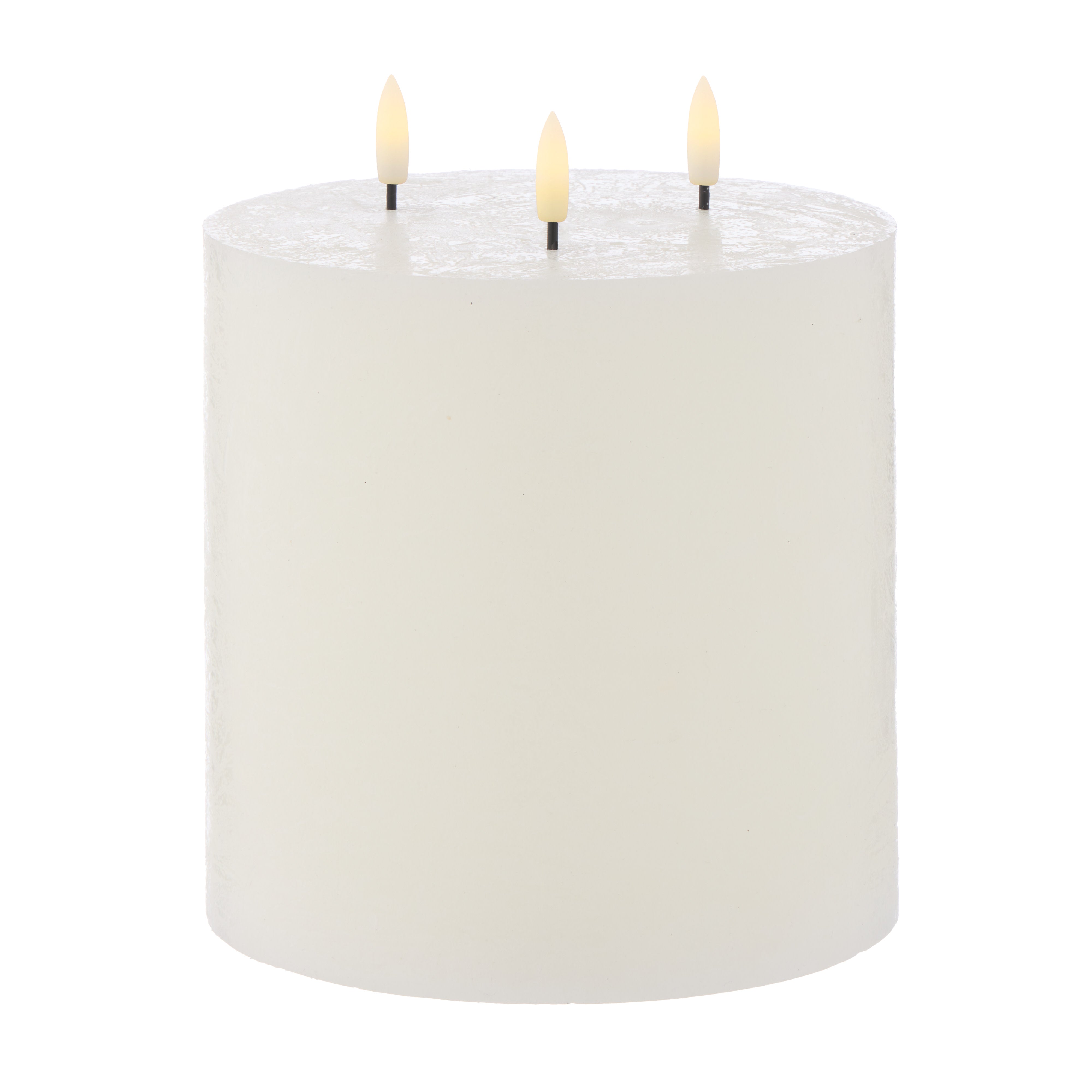 Amalfi Hughe LED Flickering Pillar Candle 3 Wicks 15cm Rustic White