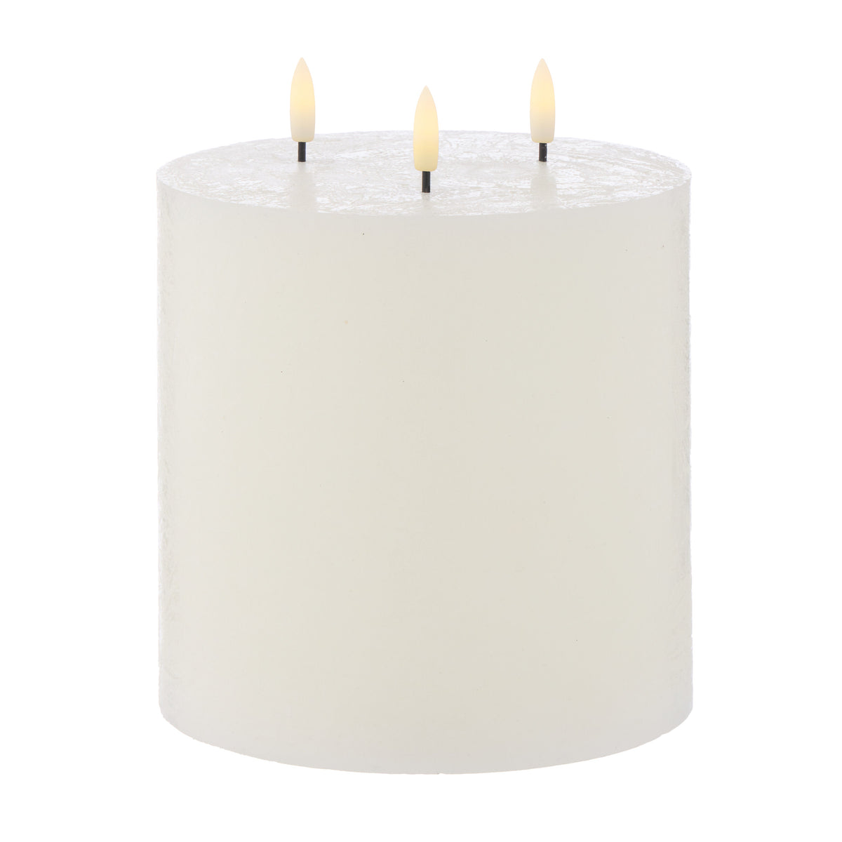 Amalfi Hughe LED Flickering Pillar Candle 3 Wicks 15cm Rustic White