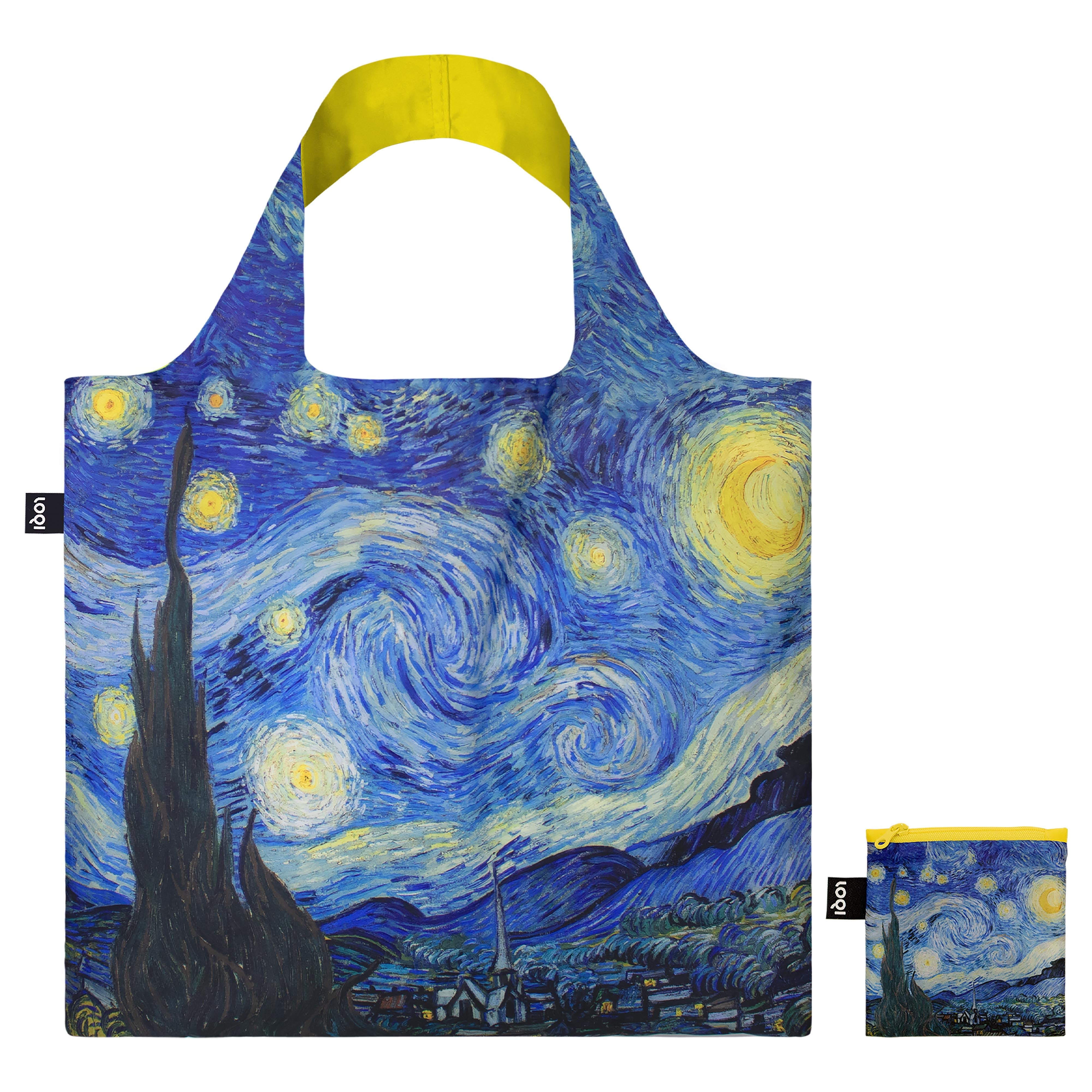 LOQI Vincent Van Gogh The Starry Night Neon Yellow Tote Bag