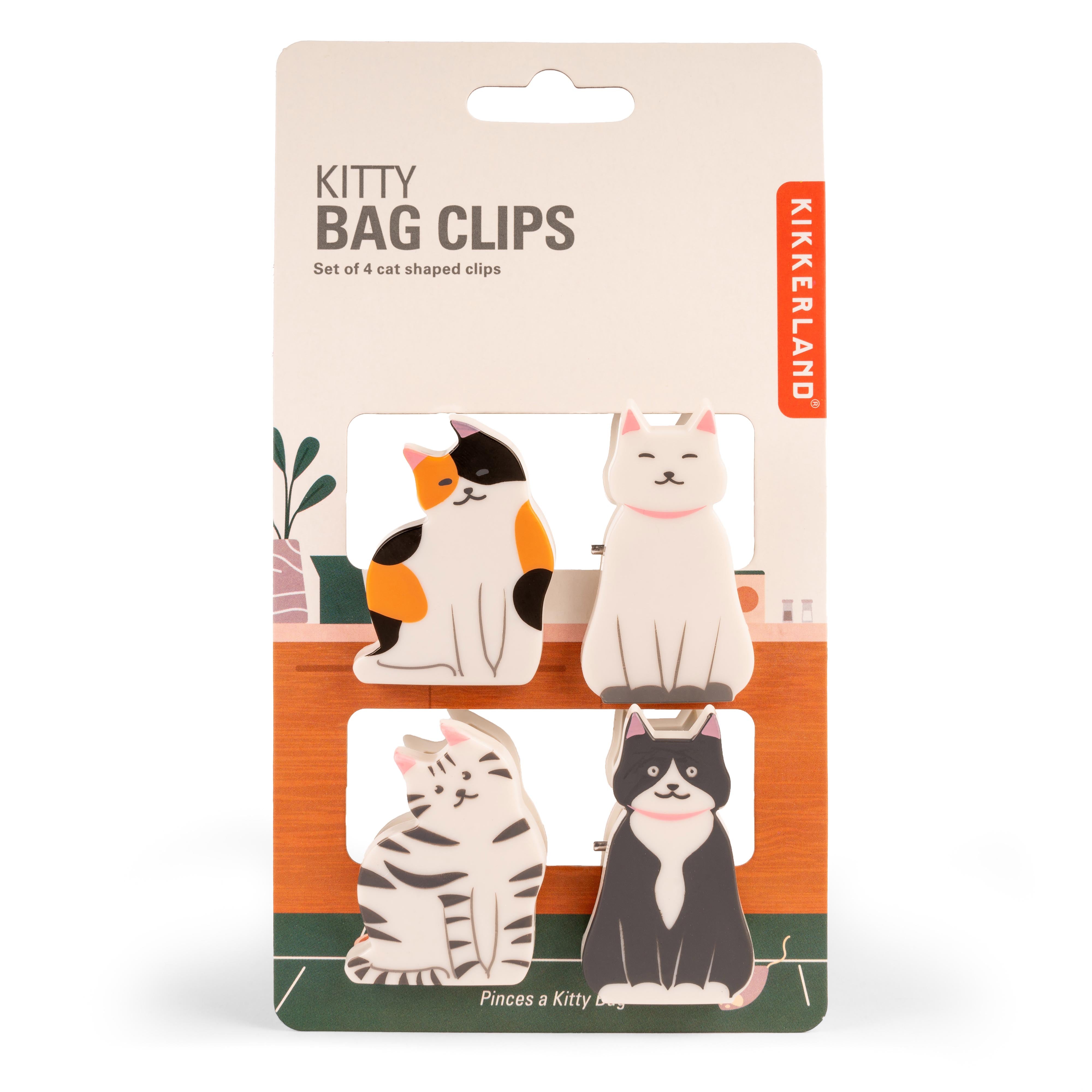 Kikkerland Kitty Bag Clips Multi-Coloured