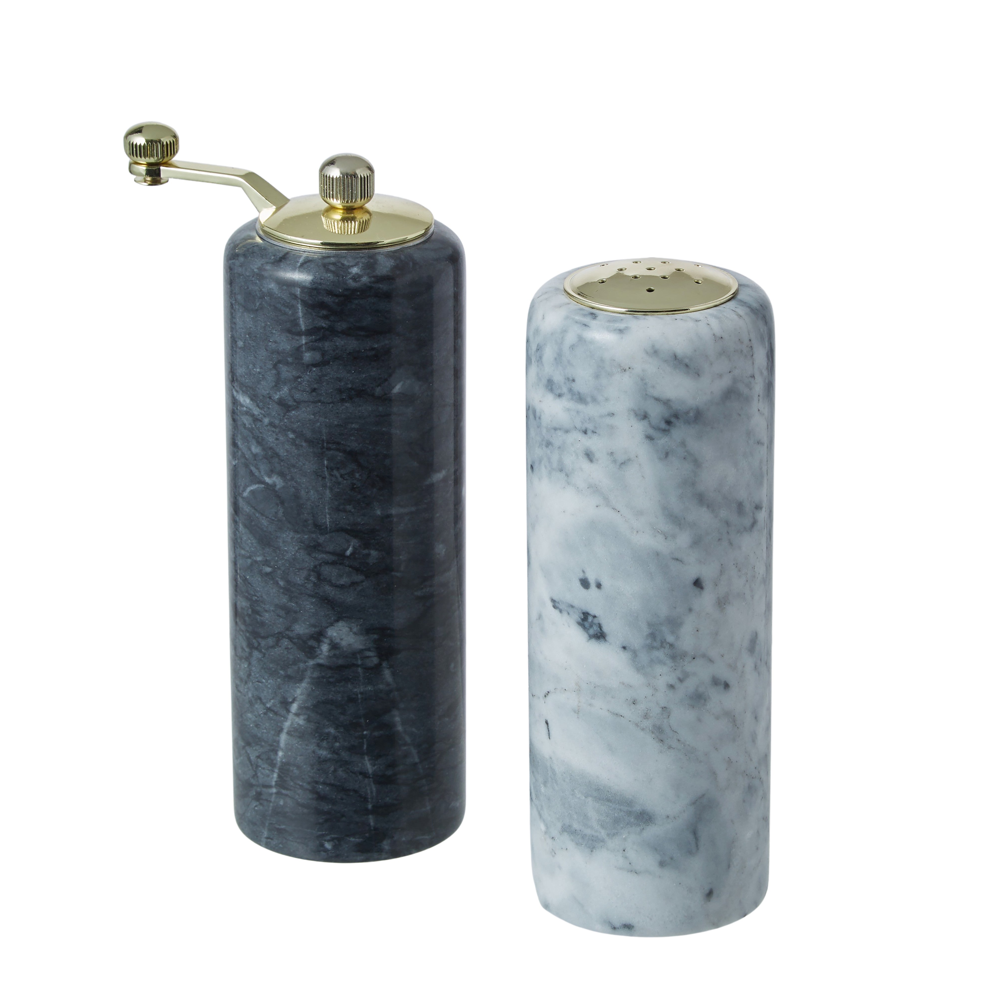 Davis & Waddell Nuvolo Marble Salt & Pepper Mill 2 Piece Set Grey & Black