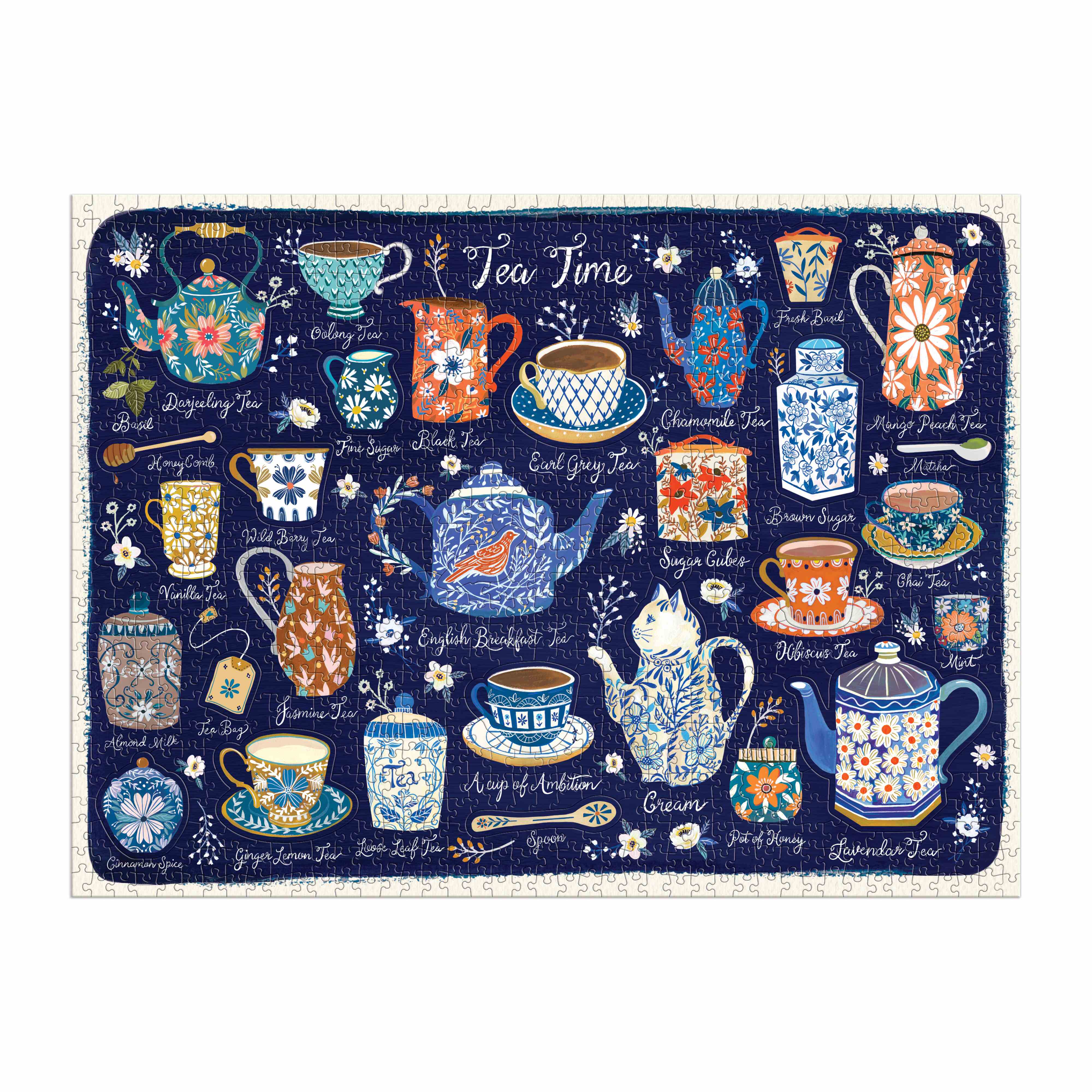 Galison Tea Time Puzzle with Shaped Pieces 1000 Piece