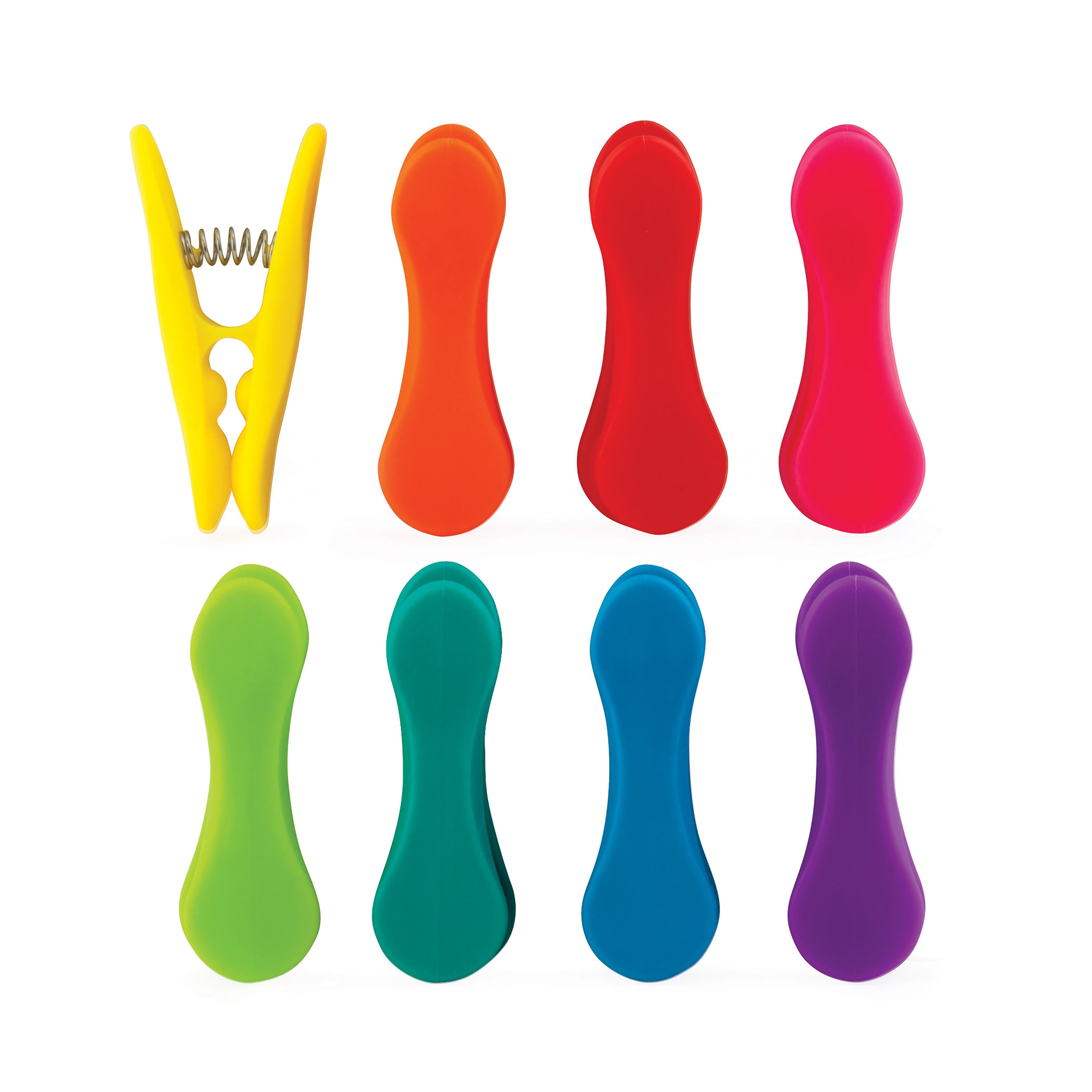 Kikkerland Rainbow Bag Clips 8 Piece Set Multi-Coloured