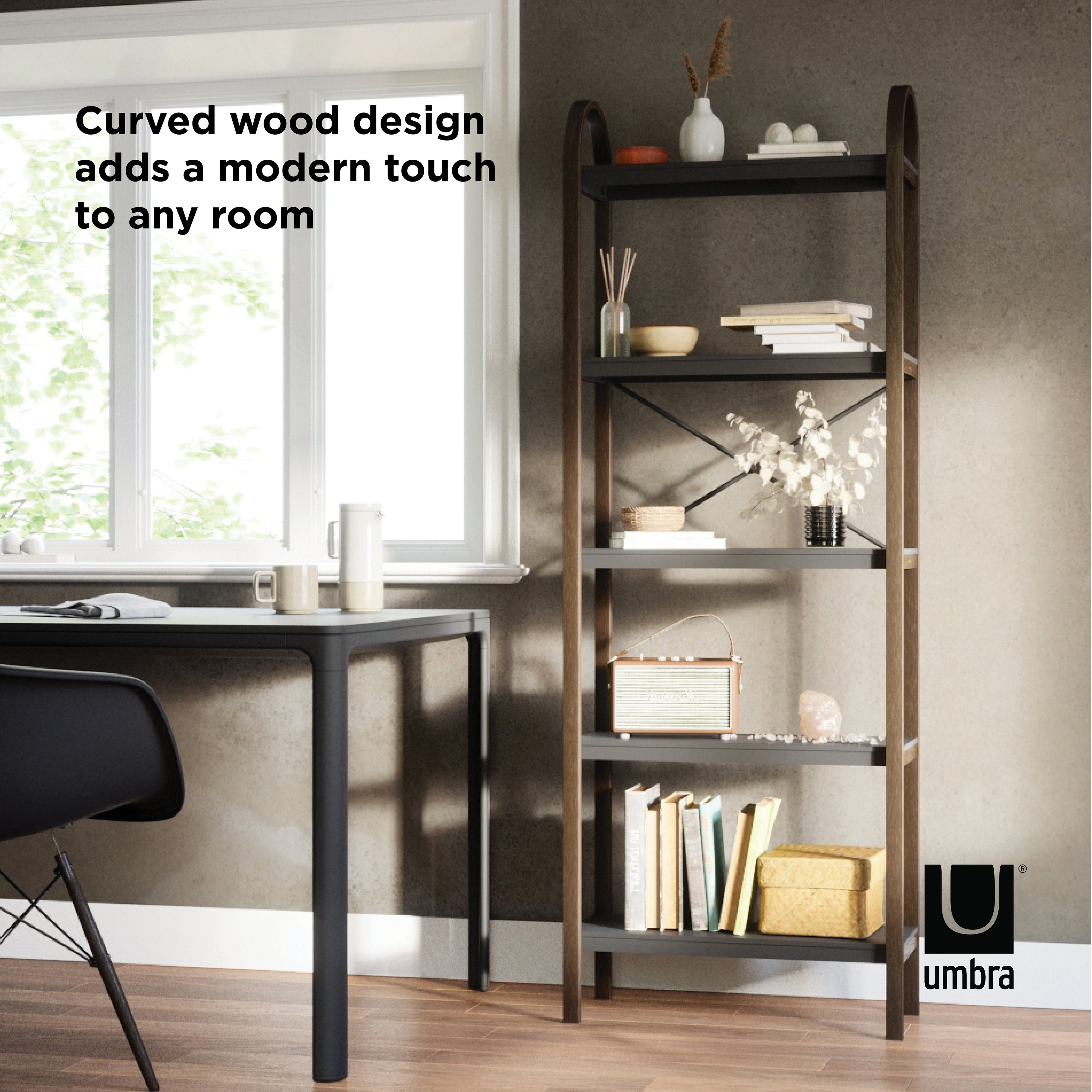 Umbra Bellwood Freestanding Shelf 5 Tier Black & Walnut