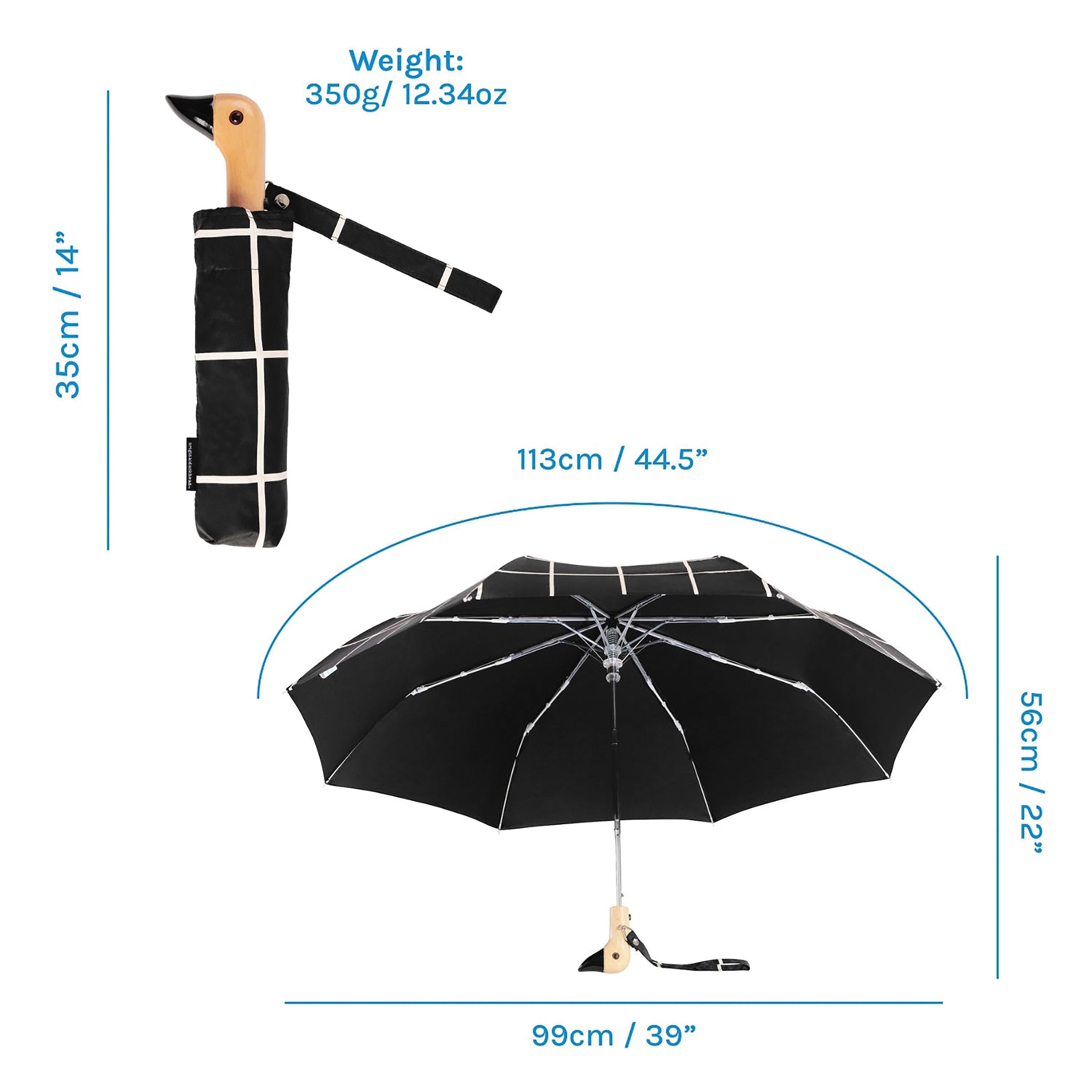 Original Duckhead Duck Umbrella Compact Black Grid