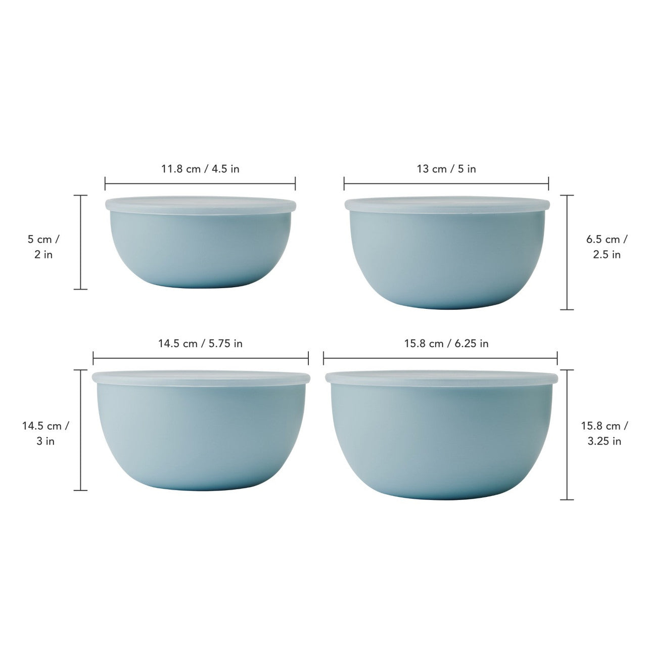 KitchenAid 4 Piece Meal Prep Bowl Set with Lids (Mineral Water)