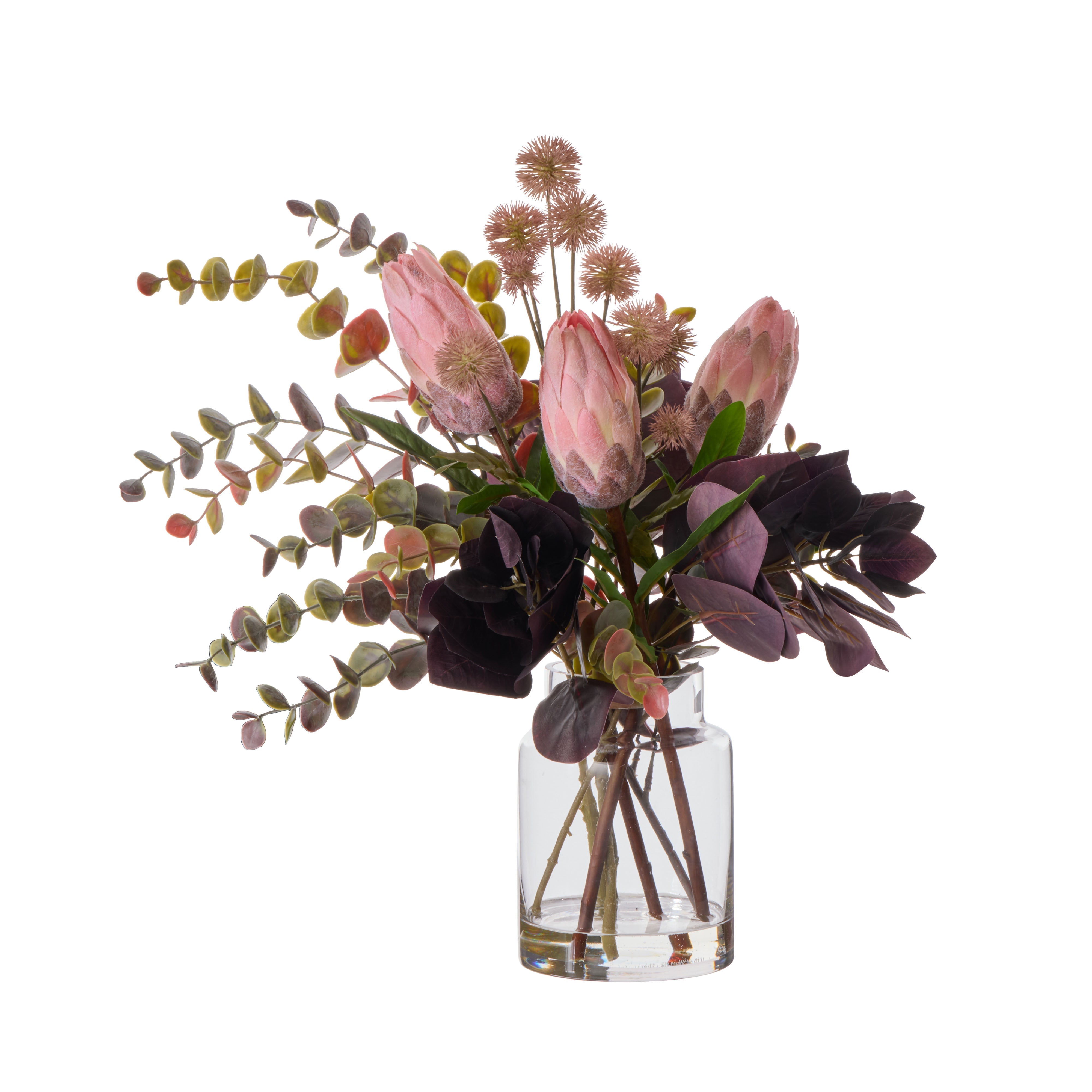 Rogue Protea Eucalyptus Mix - Pail Pink & Burgundy