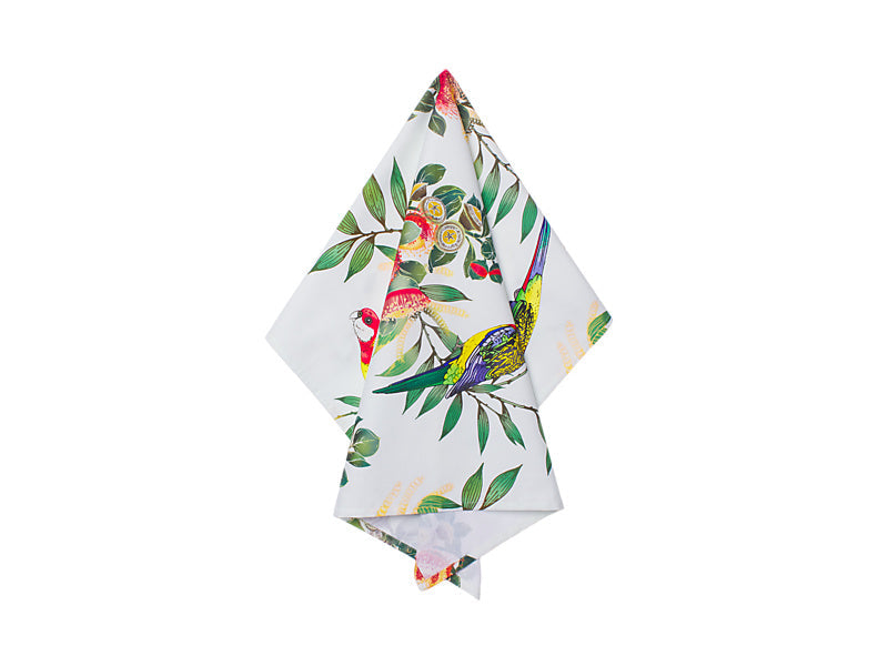 Maxwell & Williams Eloise Short Native Grace Eastern Rosella Tea Towel Cream 50 x 70cm