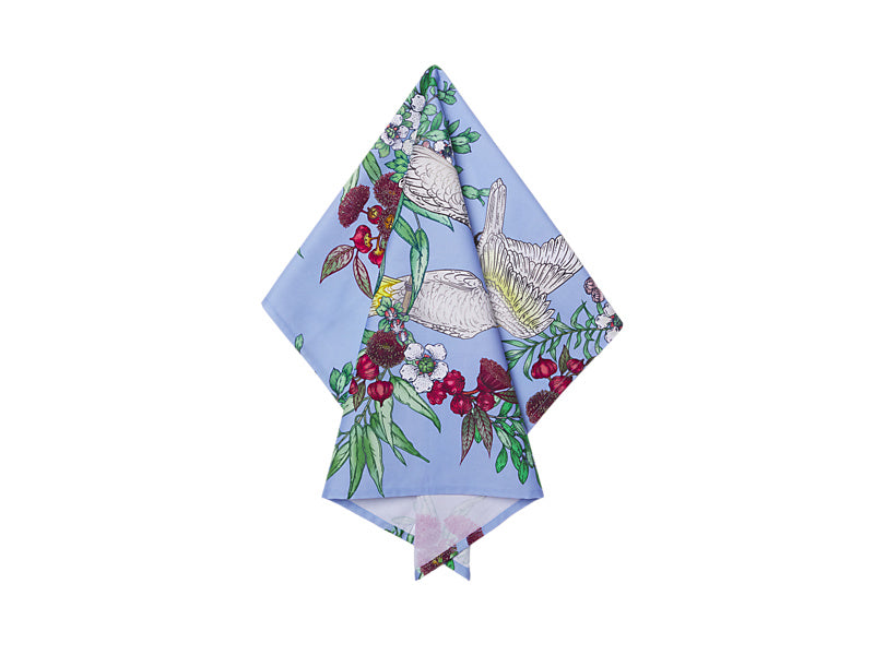 Maxwell & Williams Eloise Short Native Grace Yellow Crested Cockatoo Tea Towel Blue 50 x 70cm