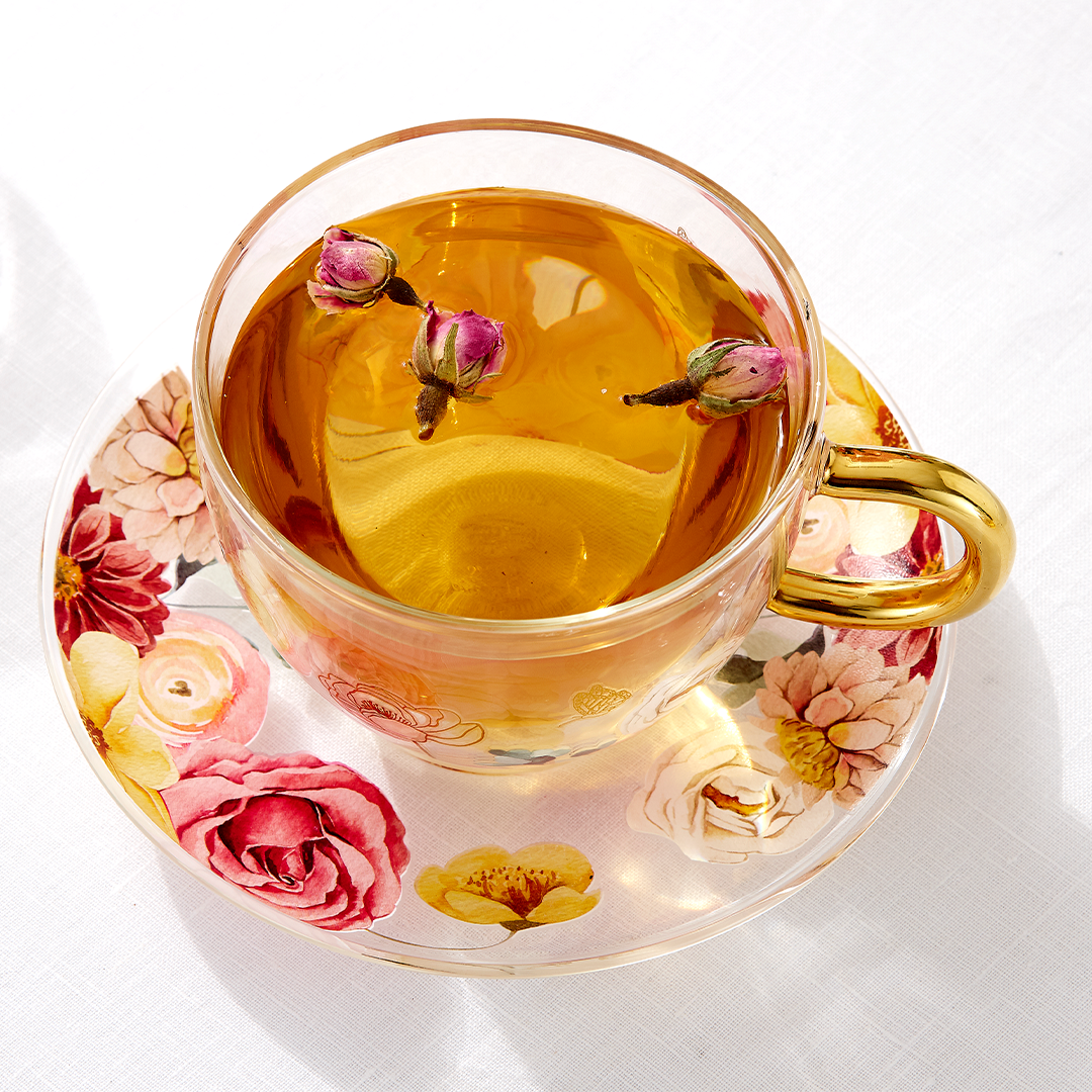 Ashdene Springtime Soiree Double Walled Glass Cup & Saucer