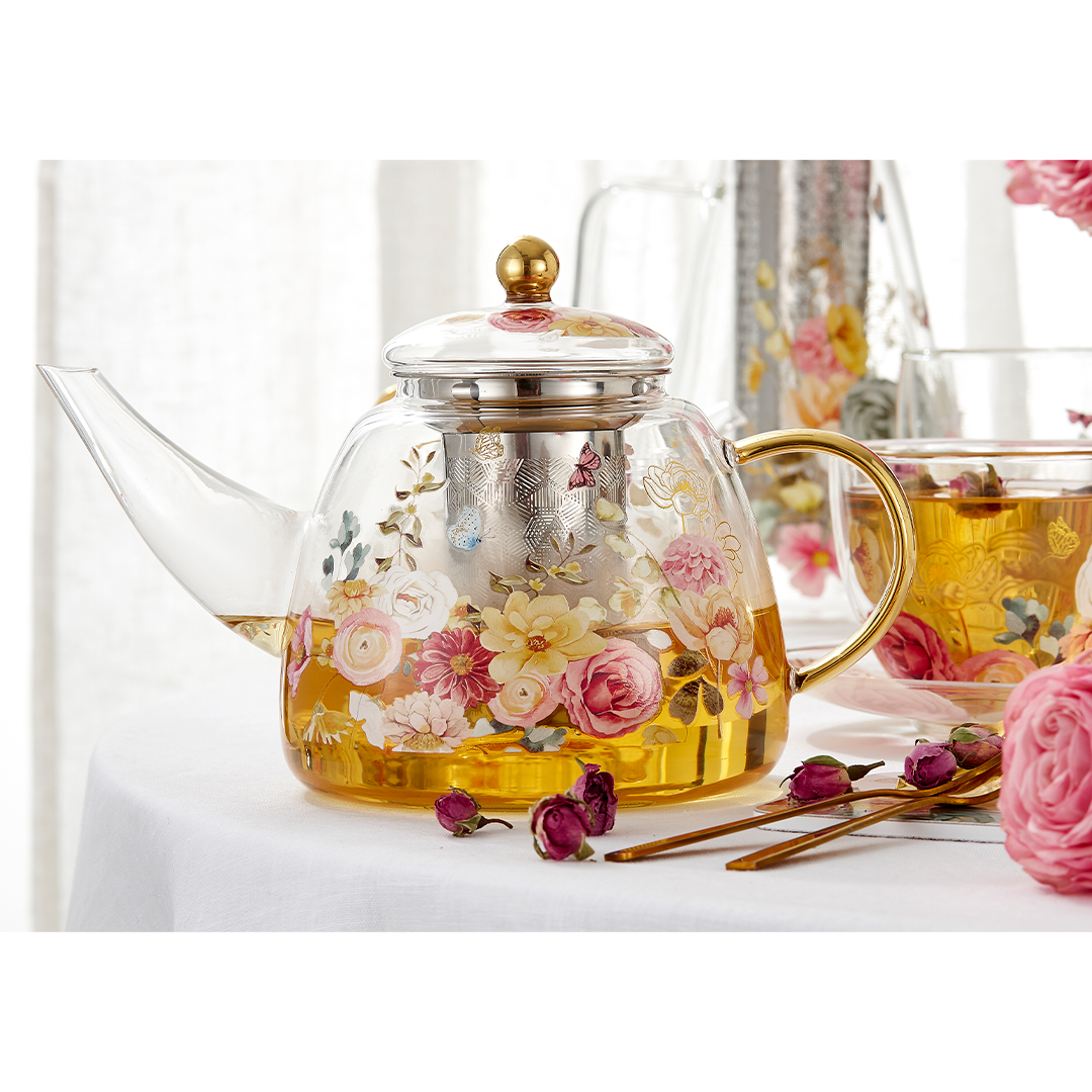 Ashdene Springtime Soiree Infuser Glass Teapot