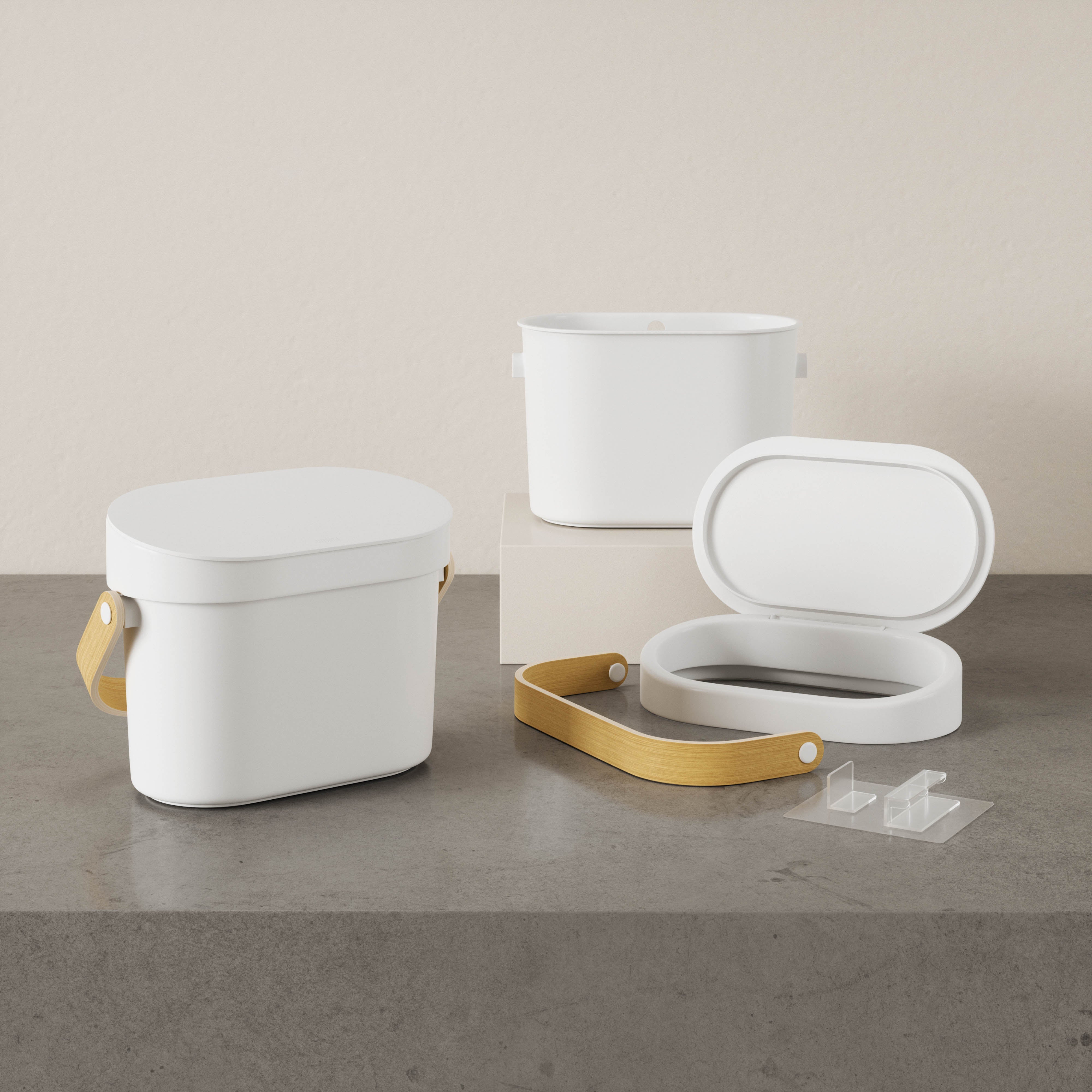 Umbra Bellwood Compost Bin White & Natural