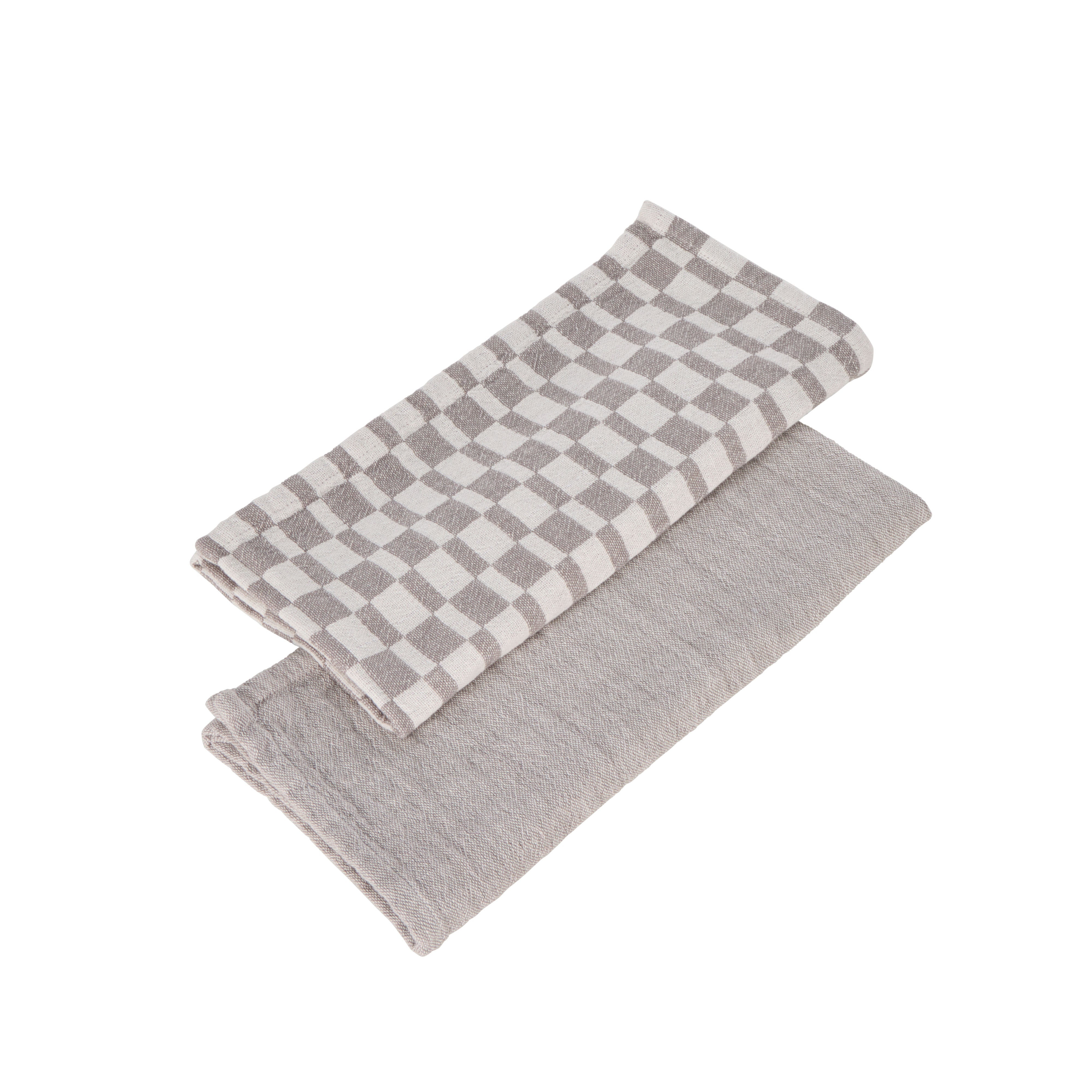 Davis & Waddell Heritage Check Cotton Tea Towel 2 Piece Set Grey & White