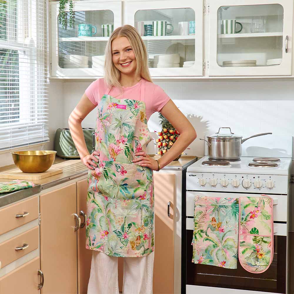 Annabel Trends Linen Cotton Double Oven Mitt Tiki Island
