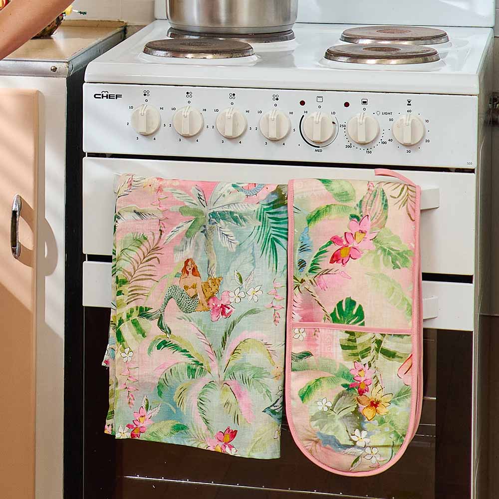Annabel Trends Linen Cotton Double Oven Mitt Tiki Island