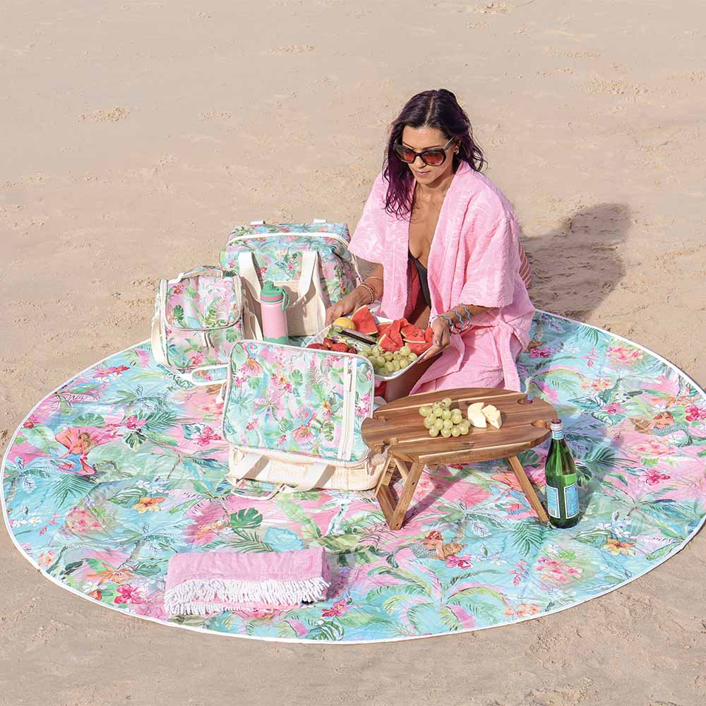 Annabel Trends Picnic Mat Round Pink & Green Stripe