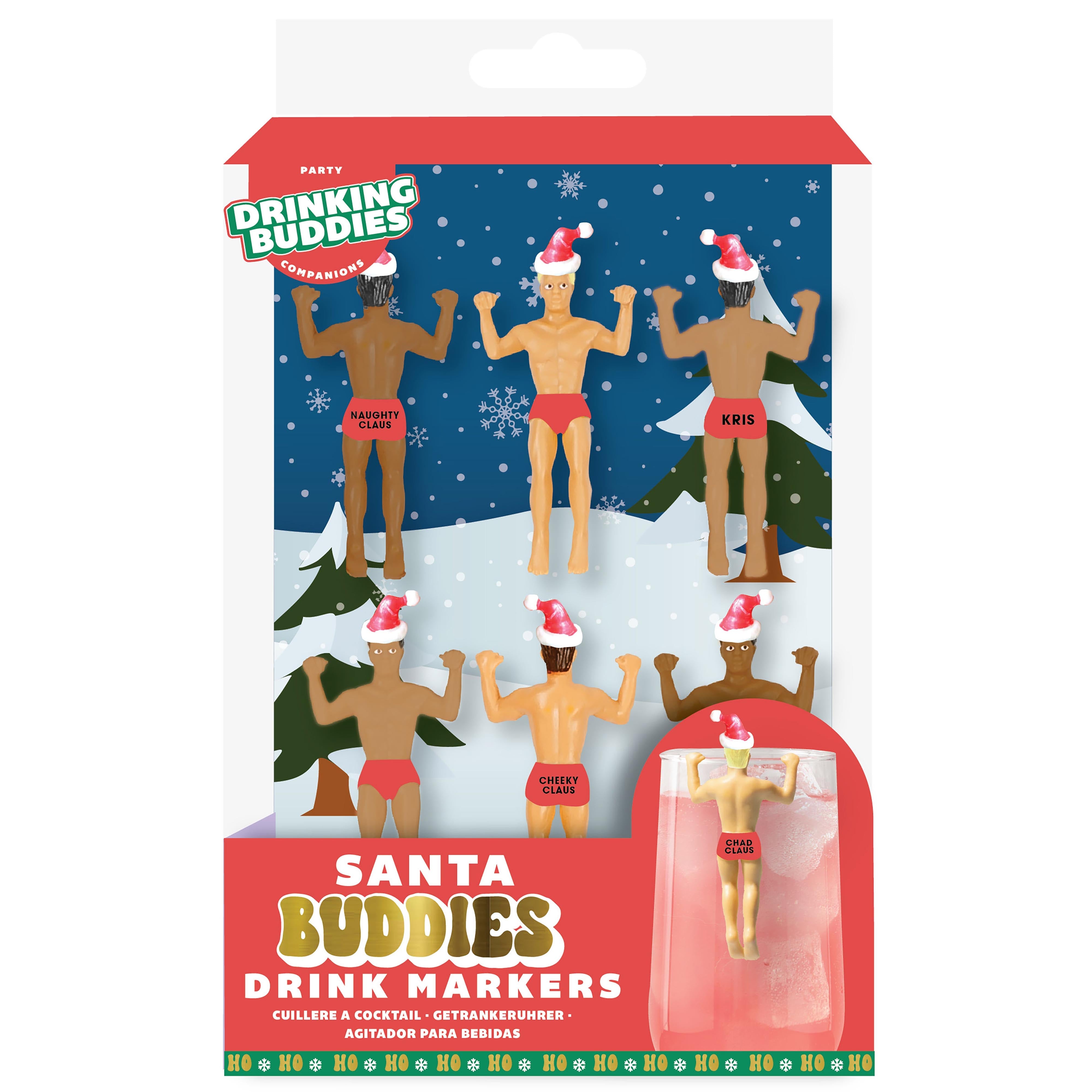 Drinking Buddies Santa Buddies Drink Markers 4 Piece Set