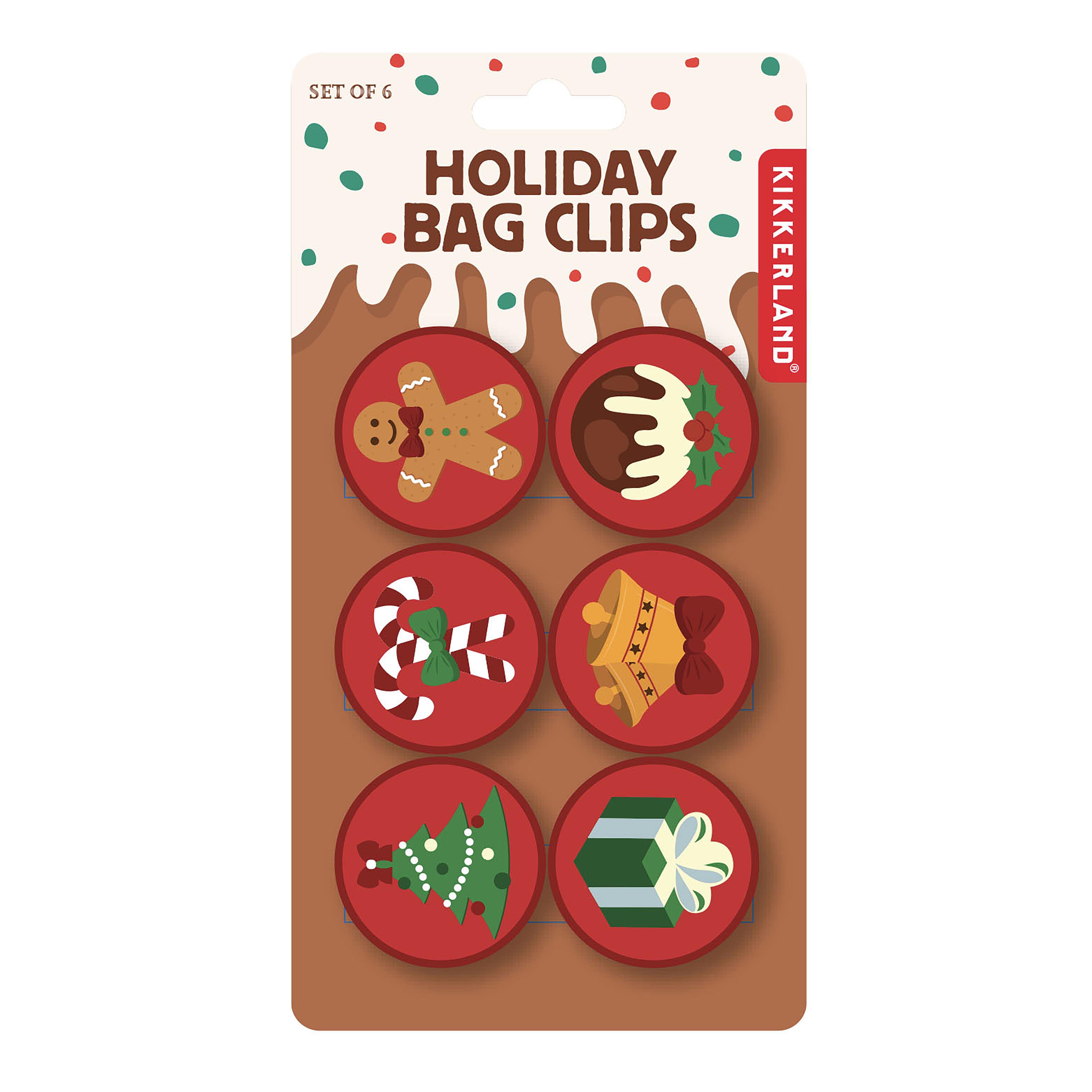 Kikkerland Christmas Staples Bag Clips 6 Piece Set Black