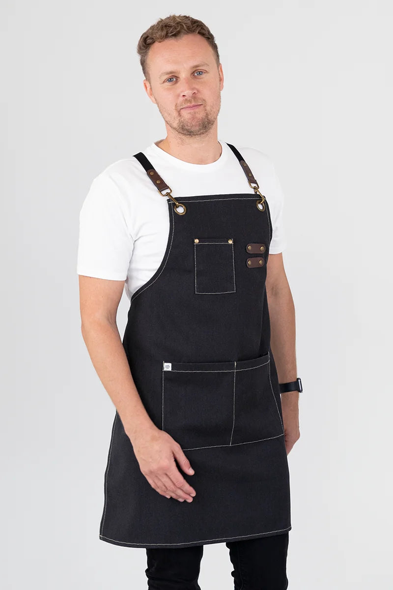 Aussie Chef Tomy Bib Apron - Black