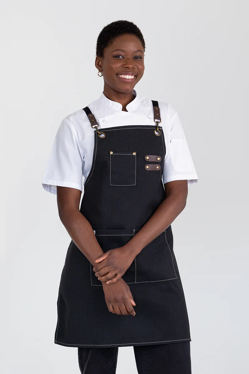 Aussie Chef Tomy Bib Apron - Black