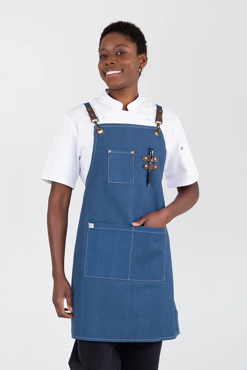 Aussie Chef Tomy Bib Apron - Blue