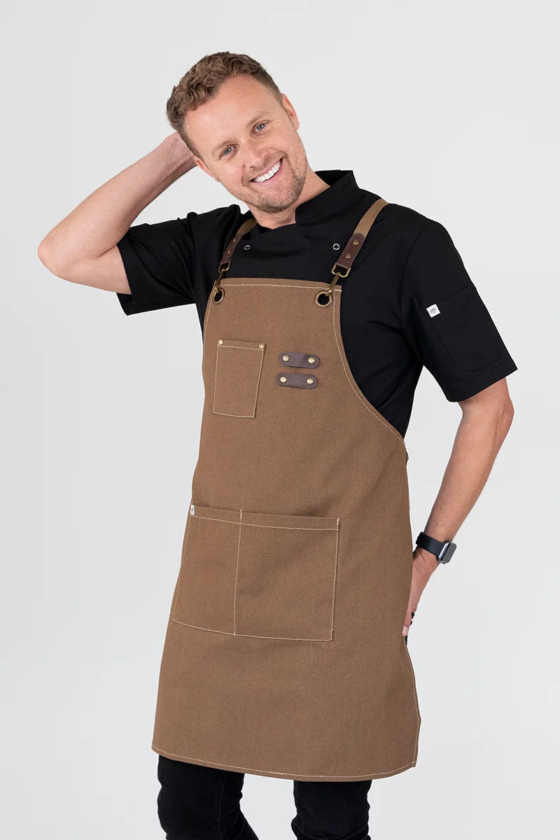 Aussie Chef Tomy Bib Apron - Coffee