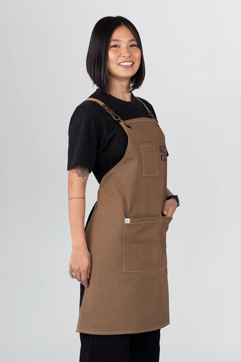 Aussie Chef Tomy Bib Apron - Coffee