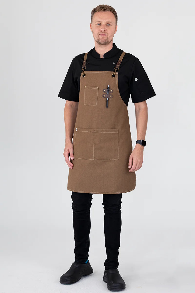 Aussie Chef Tomy Bib Apron - Coffee