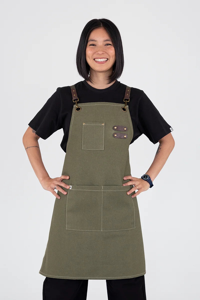Aussie Chef Tomy Bib Apron - Olive